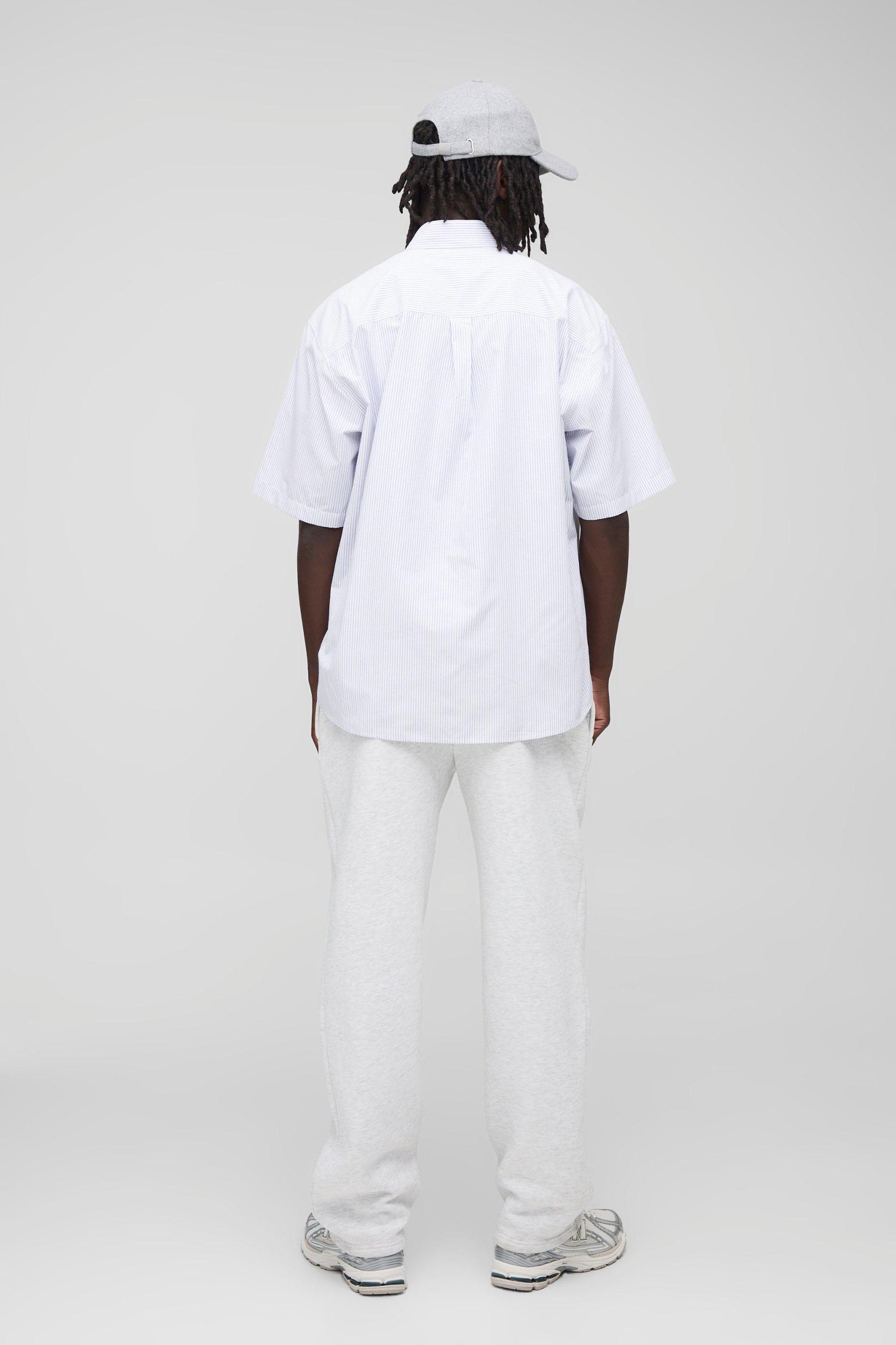 Super Oversized Stripe Short Sleeve Shirt | boohooMAN USA Product Image