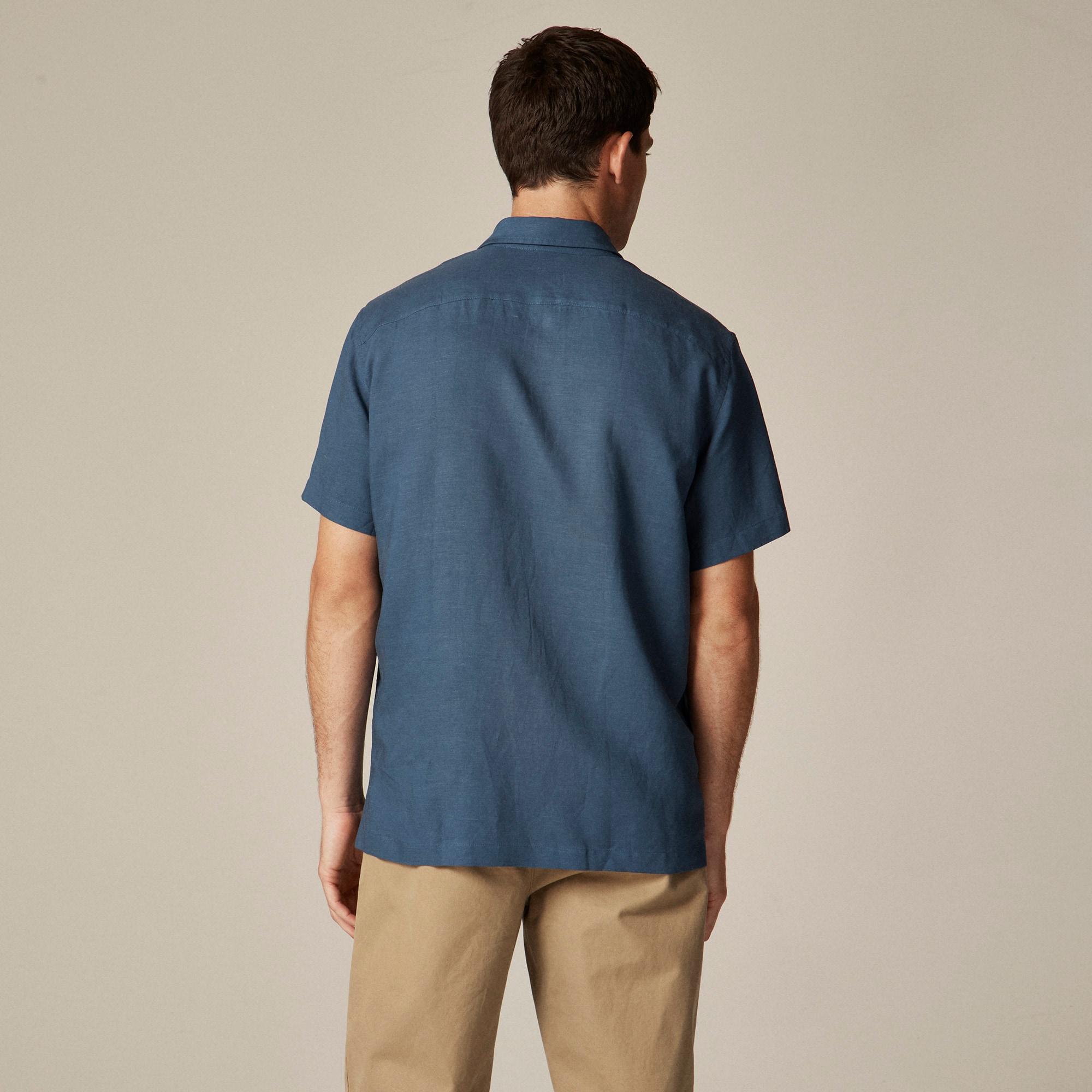 Short-sleeve viscose-linen blend shirt Product Image