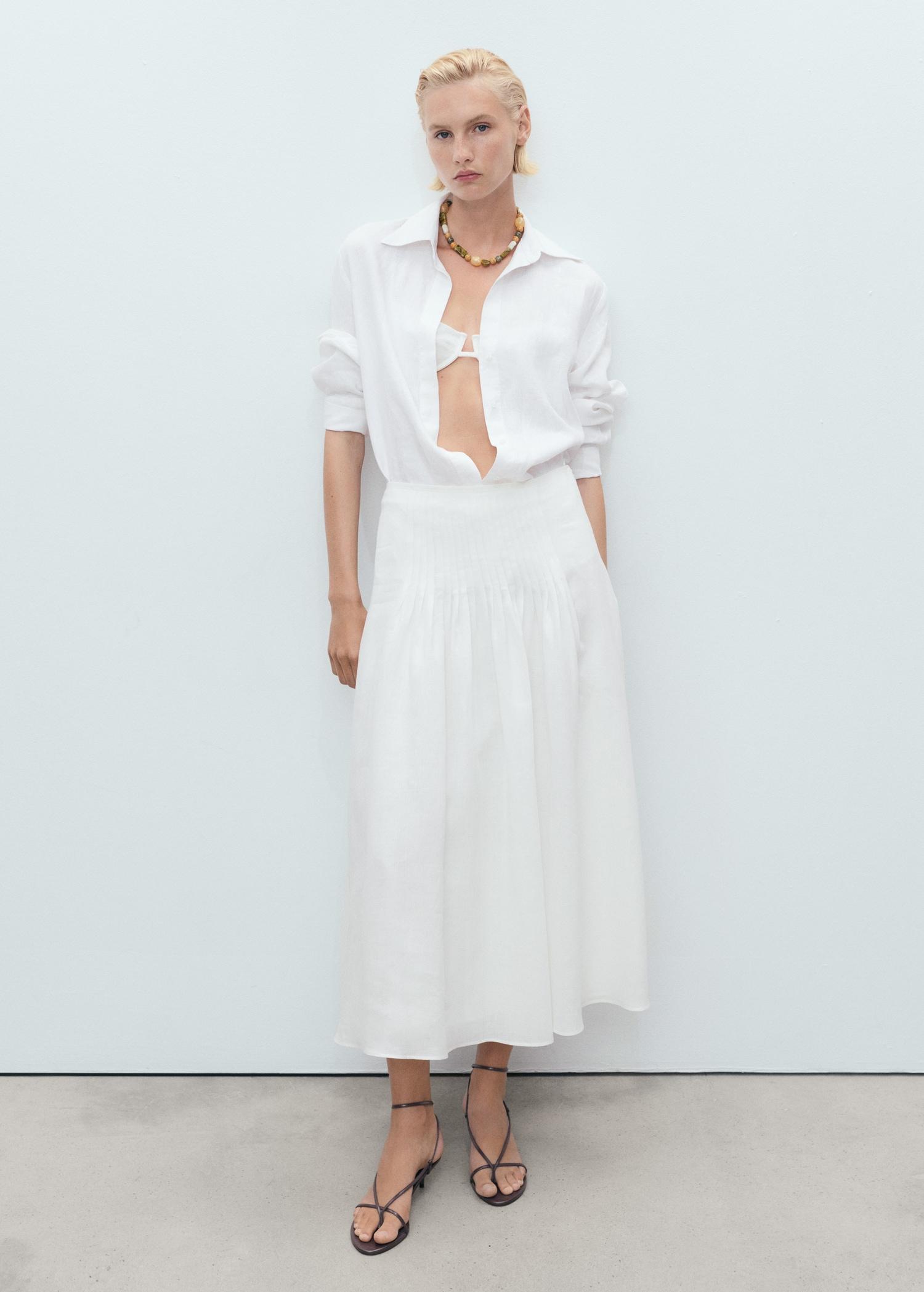 Ramie pleated skirt - Women | MANGO USA Product Image