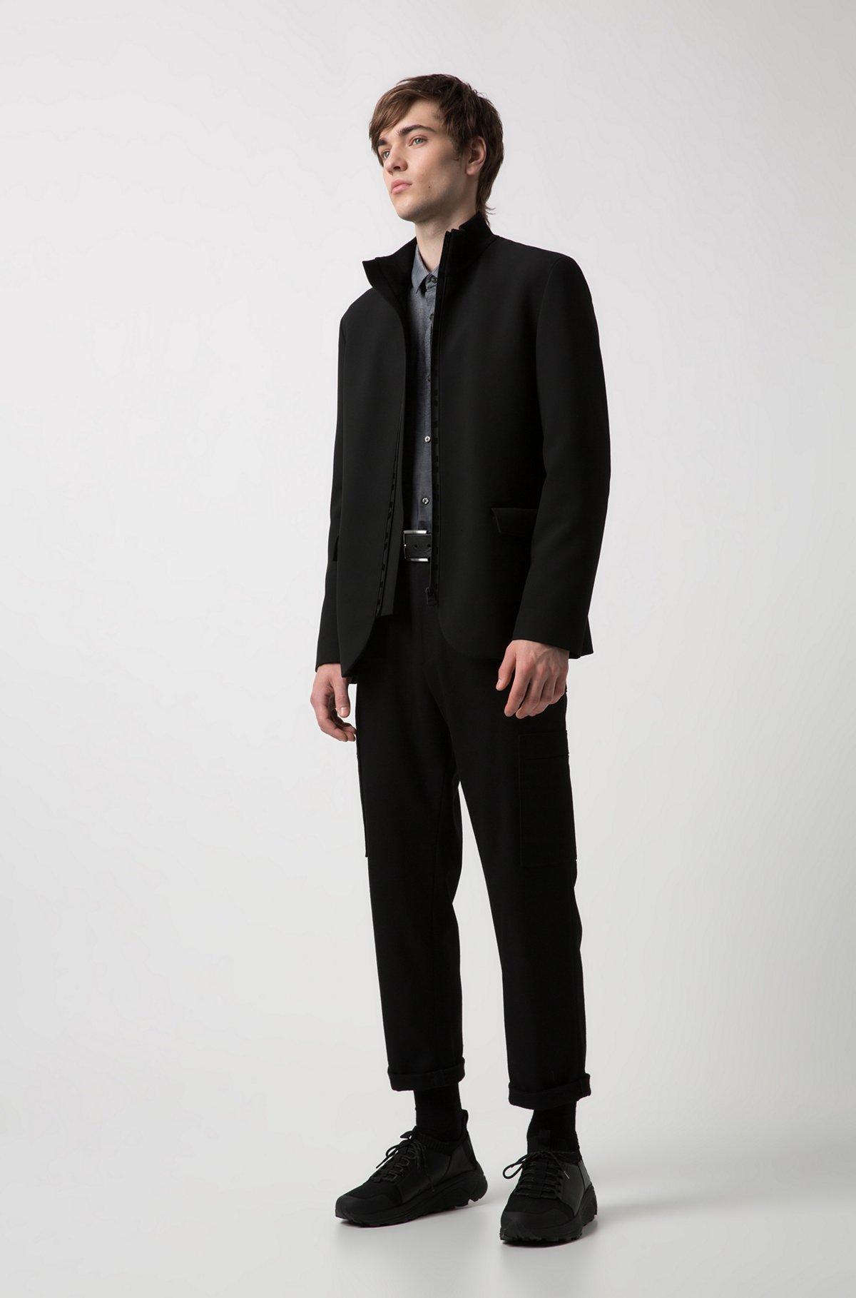 Grainy embossed-leather belt with brushed metal hardware Product Image