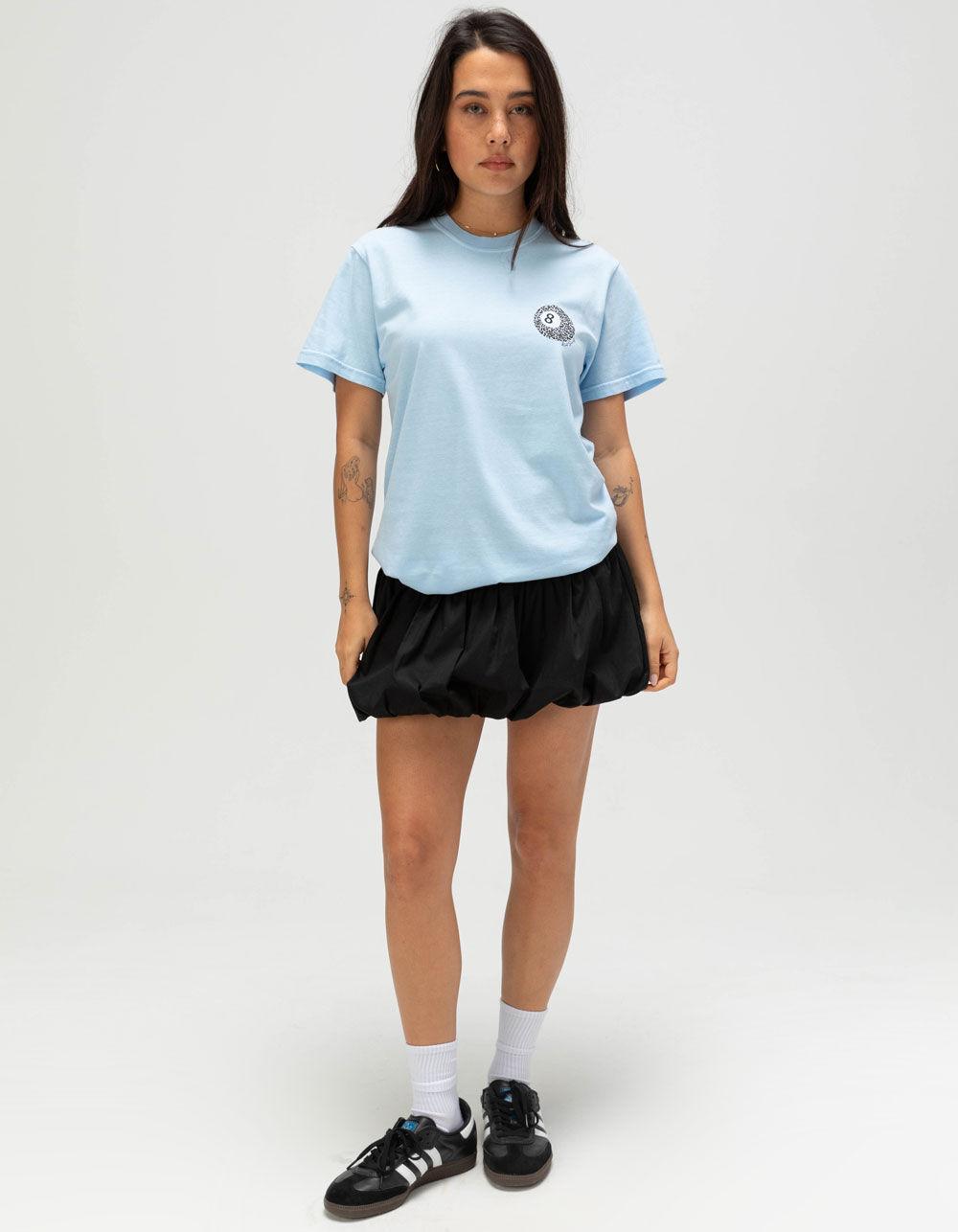 RIOT SOCIETY Leopard 8 Ball Feeling Lucky Womens Boyfriend Tee - LIGHT BLUE Product Image