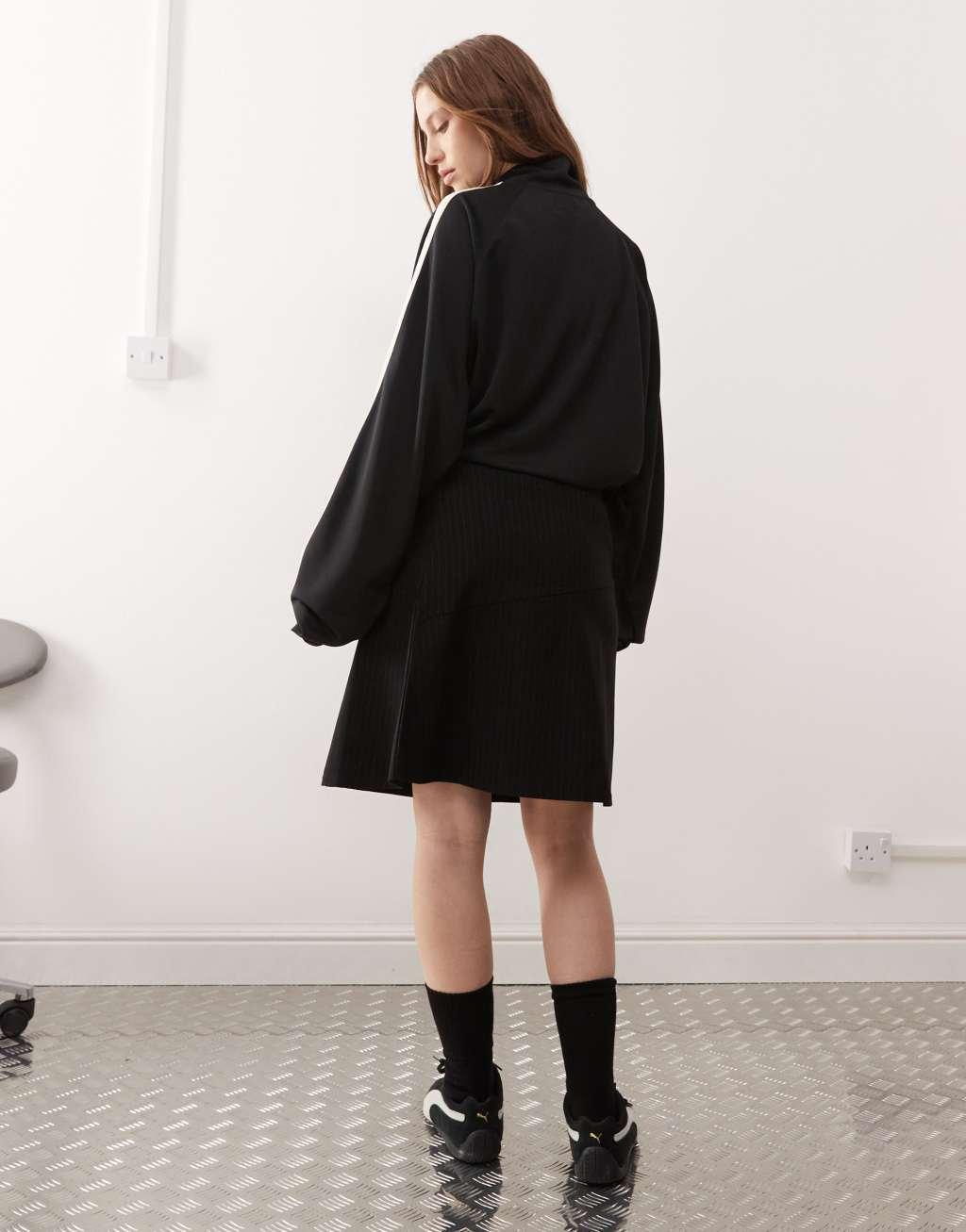 COLLUSION low rise midi skirt in pinstripe Product Image