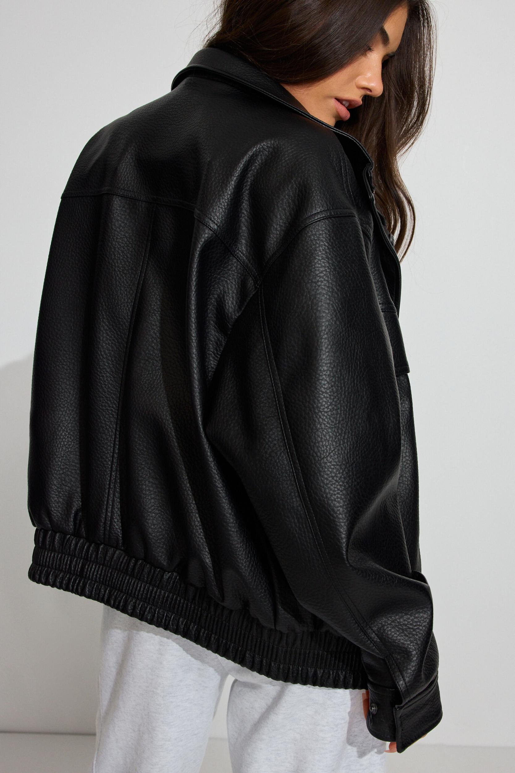 Oversized Faux Leather Bomber Product Image