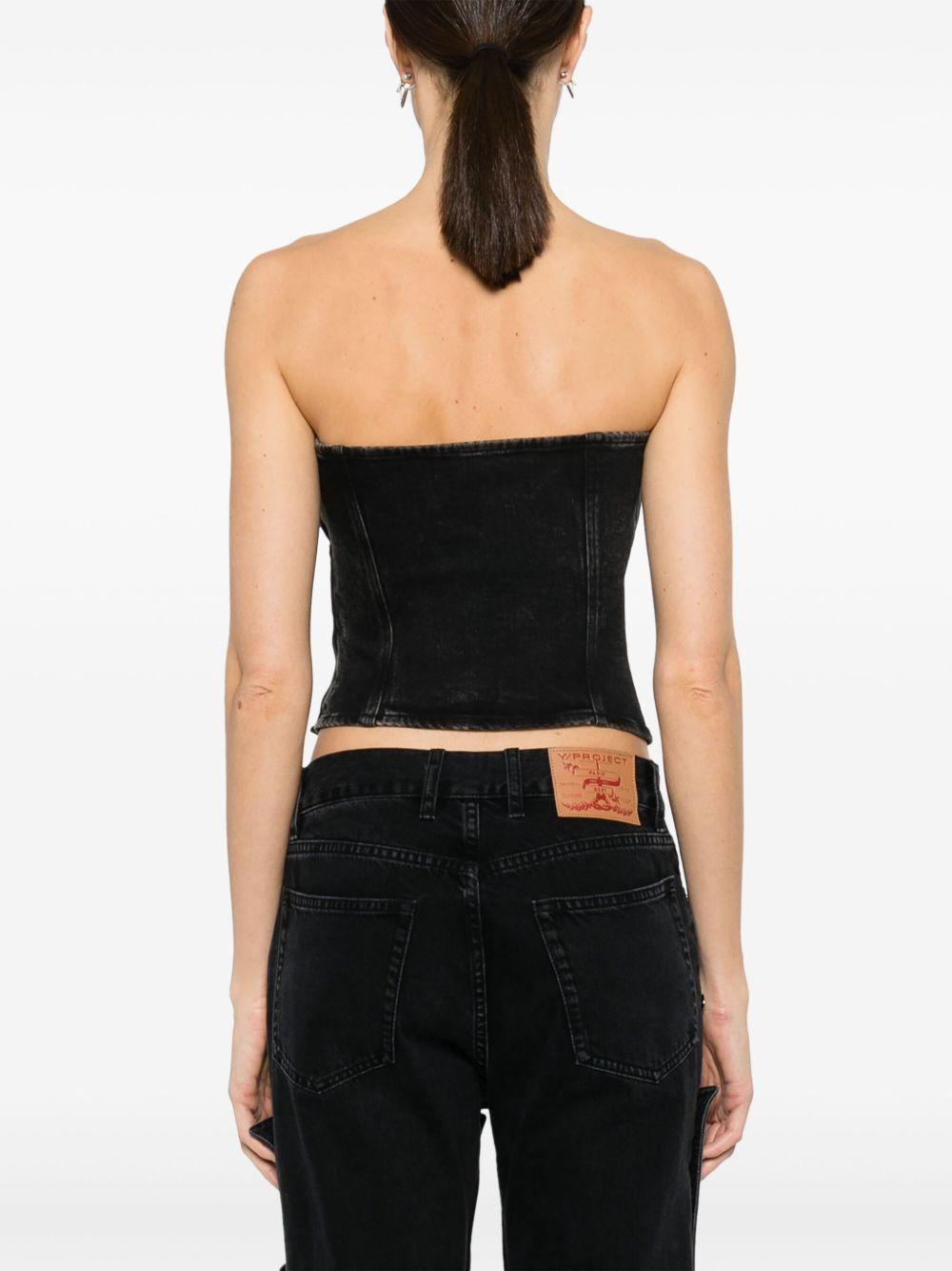 strapless denim crop top Product Image
