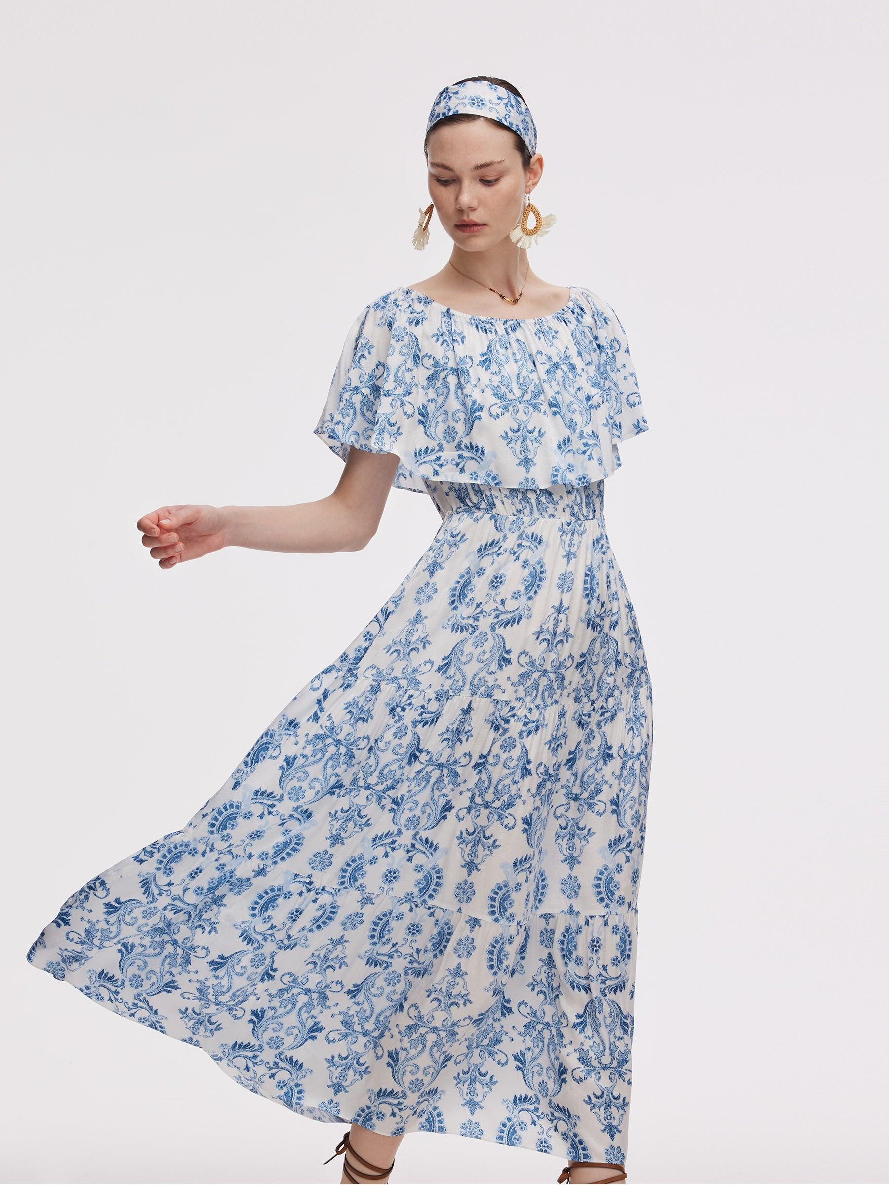 Floral Print Women Convertible Neckline Maxi Dress Product Image