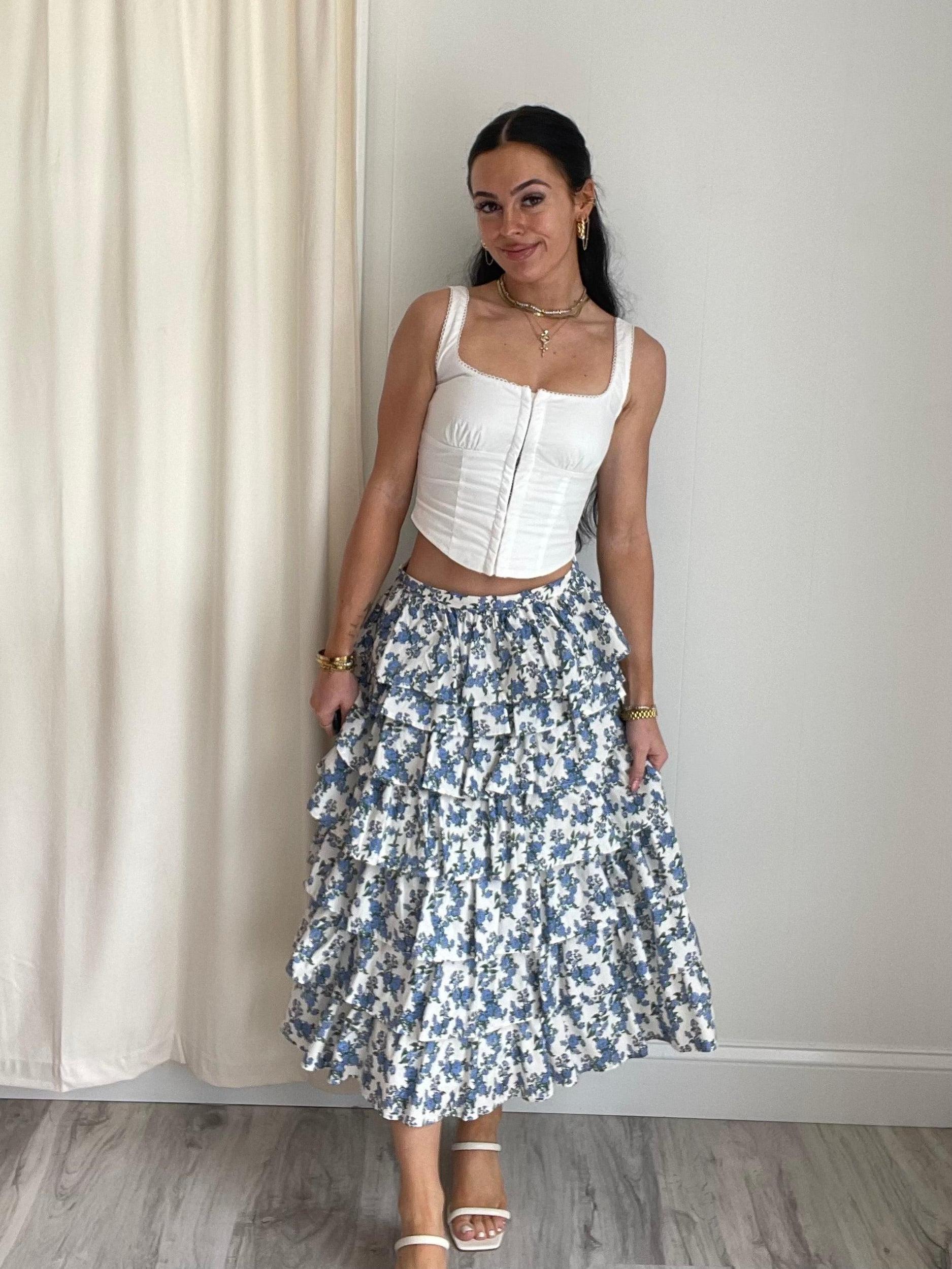 Kendall Tiered Ruffle Midi Skirt | FINAL SALE Product Image