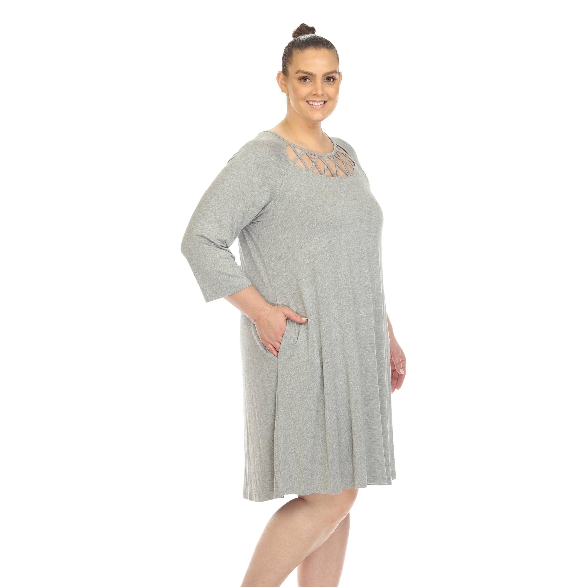 Criss Cross Neckline Swing Midi Dress - Plus Product Image