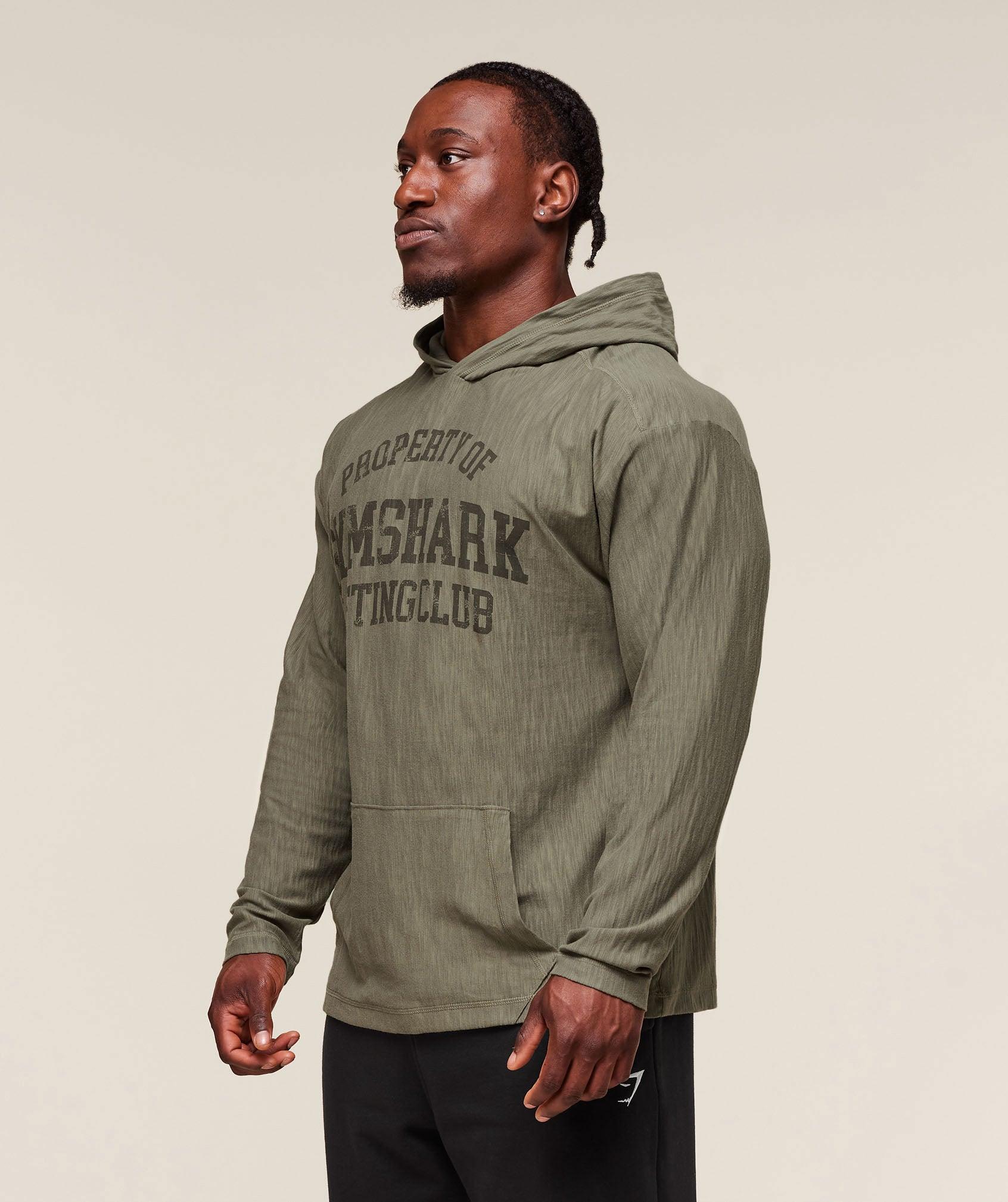 Gymshark Lightweight Slub Textured Hoodie - Utility Green Male Product Image