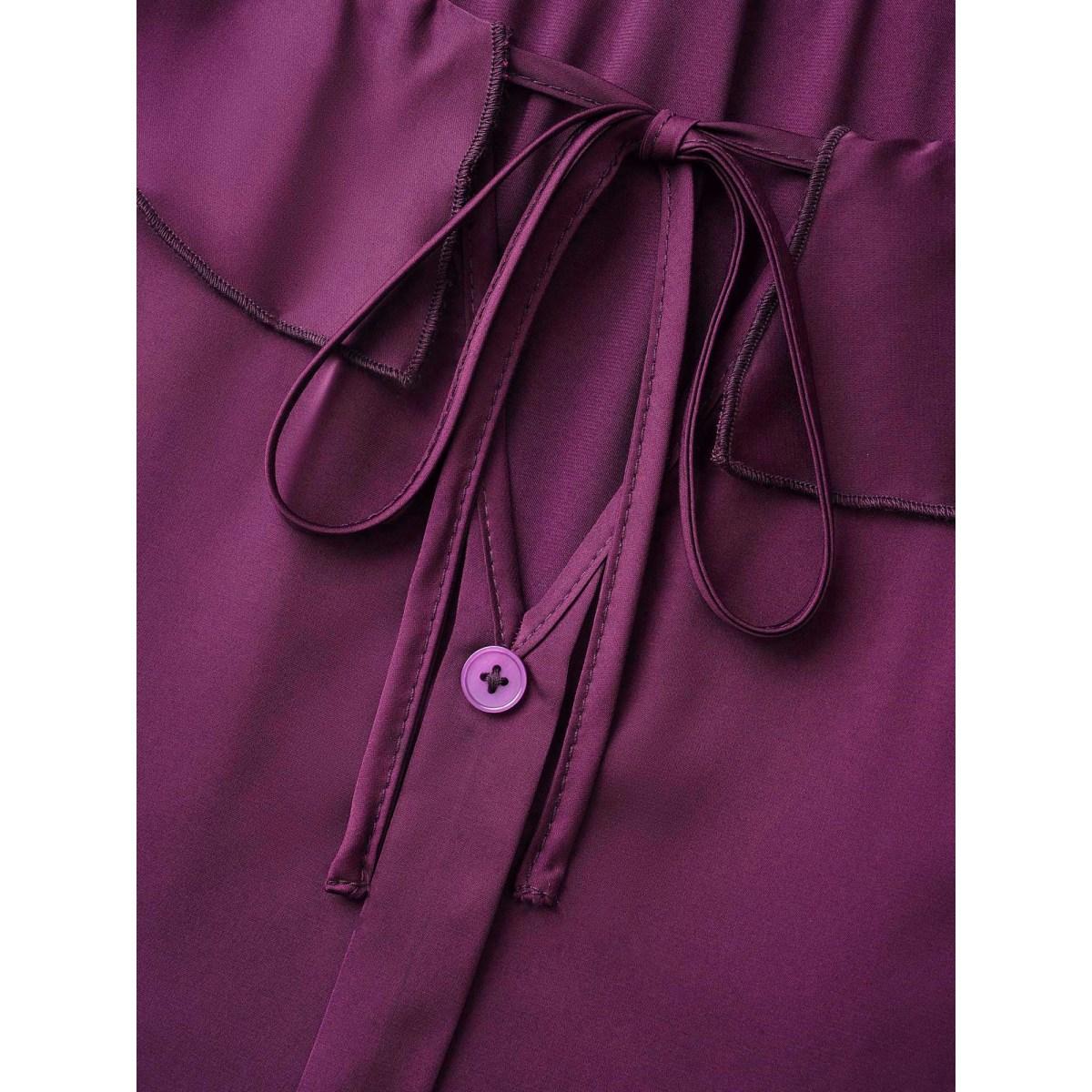 Plus Size Deeppurplered Regal Lotus Neckline Cuff Sleeves Blouse Women Elegant Long Sleeve Notched collar Everyday Blouses BloomChic 10/M Product Image