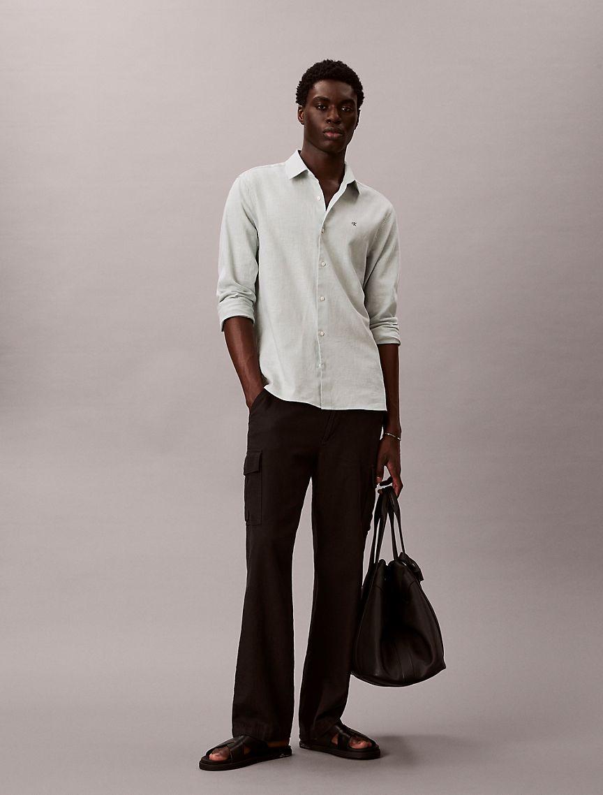 Linen Cotton Classic Button-Down Shirt Product Image