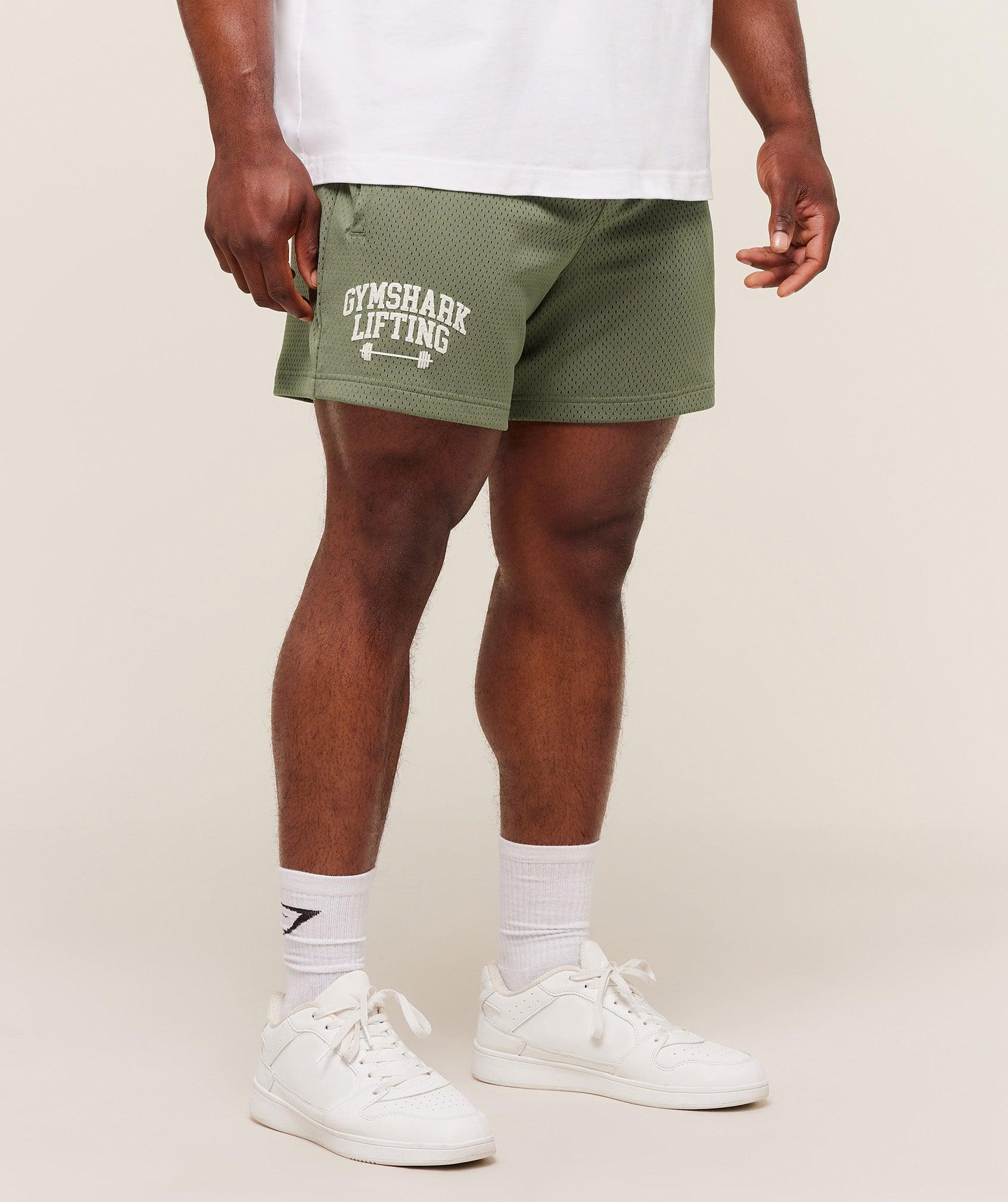 Gymshark Gymshark Lifting Barbell Mesh 5" Short - Base Green Male Product Image