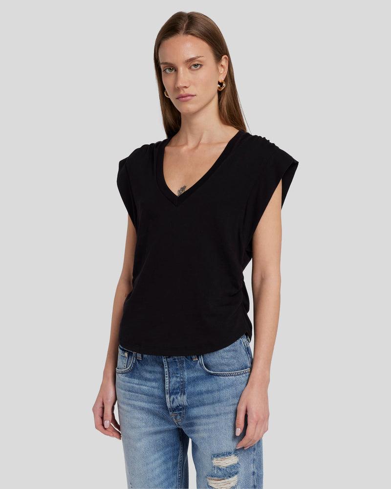 Ruched Sleeveless Tee Product Image