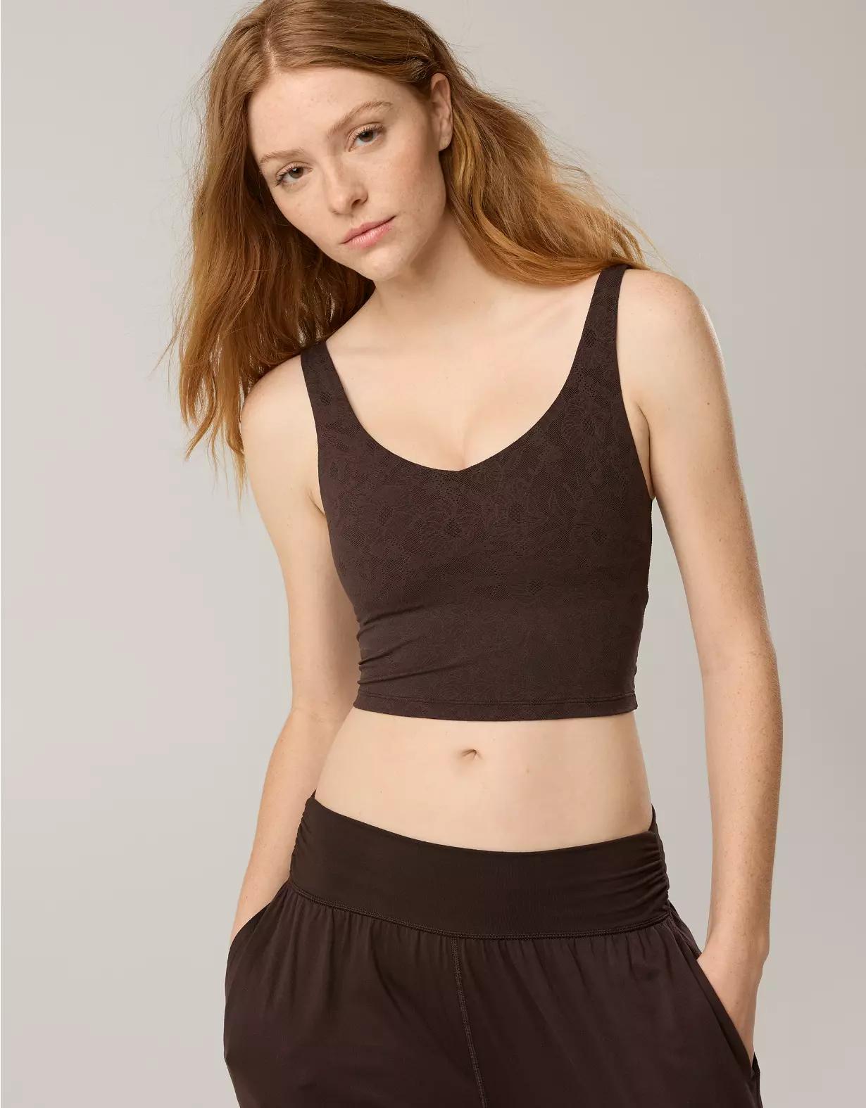 OFFLINE By Aerie Lace Low Key Longline Sports Bra Product Image