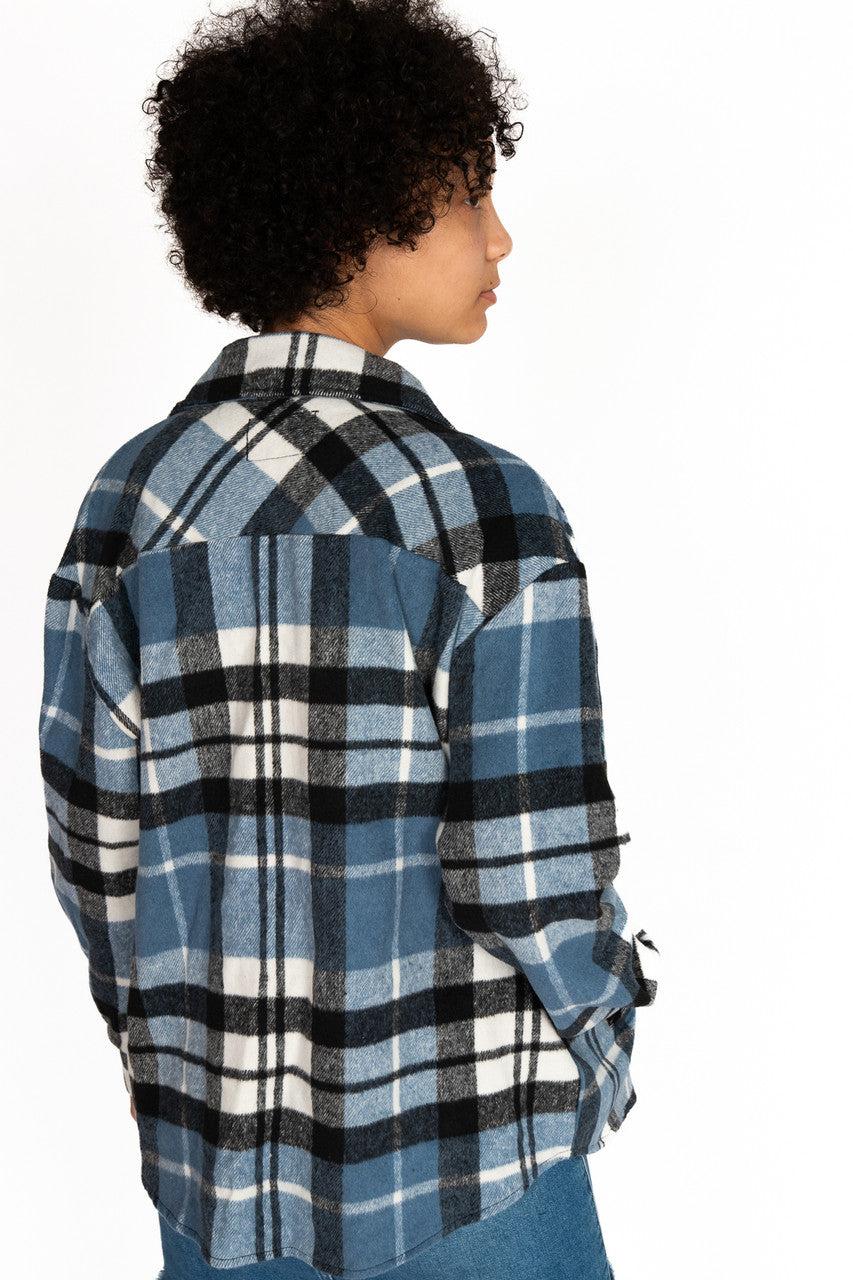 Black & Blue Plaid Oversized Shacket Product Image