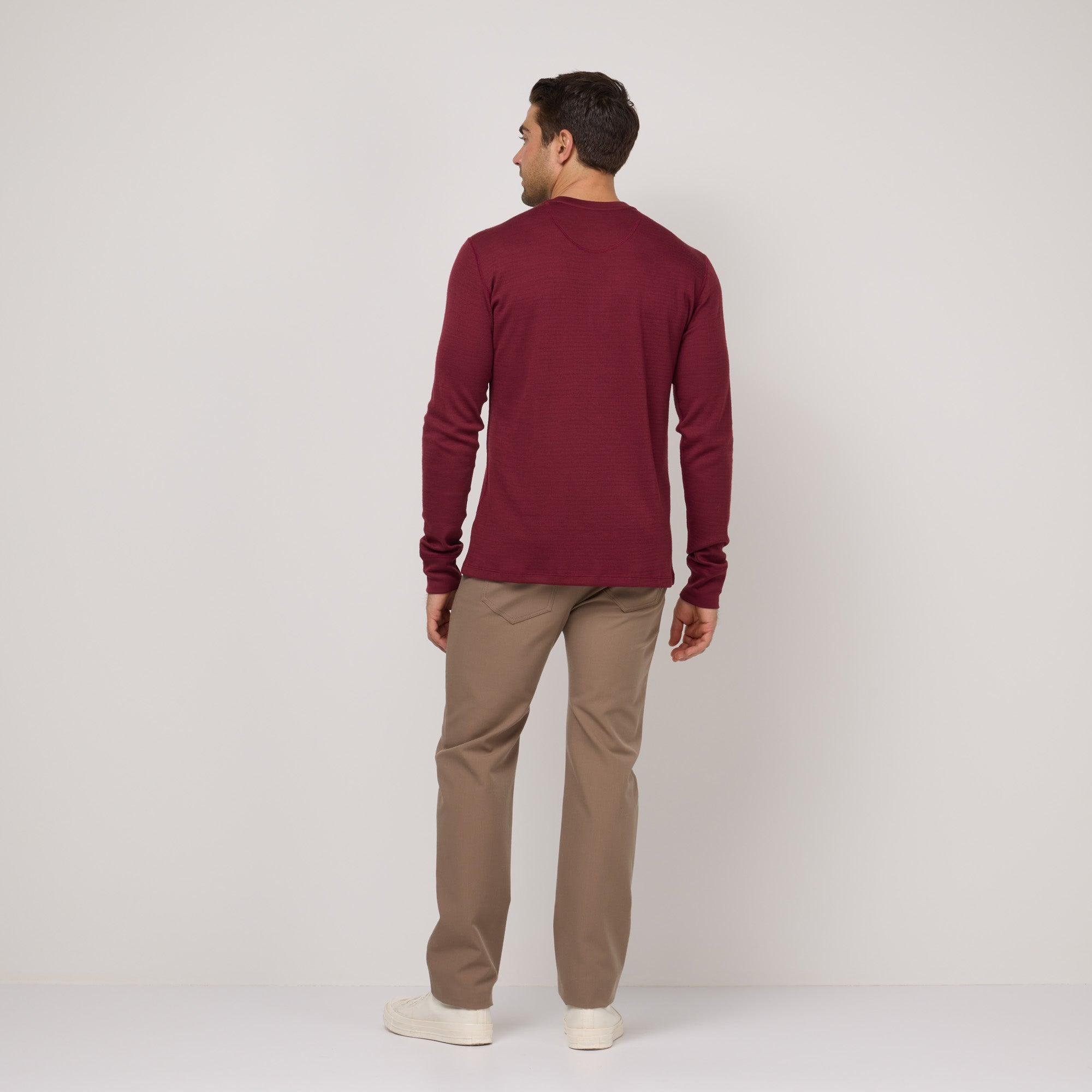 Merino Wool Waffle Henley | Burgundy Product Image