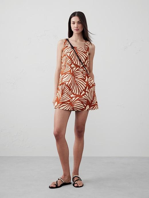 Linen-Blend Square-Neck Mini Shift Product Image