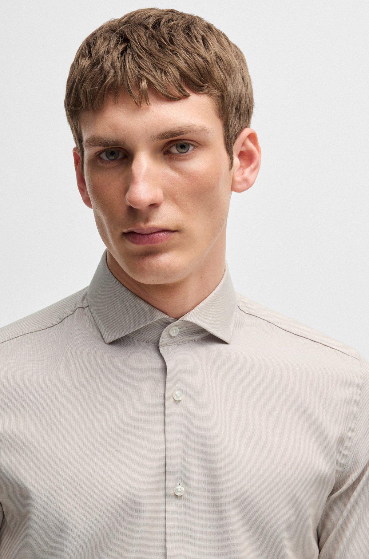 Slim-fit shirt in a structured cotton blend Product Image