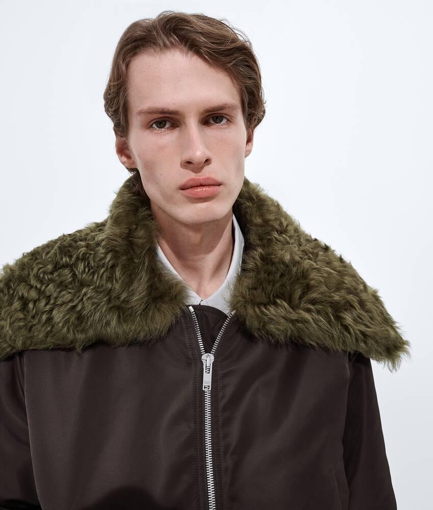 Men's Padded Nylon Bomber in Chocolate Product Image