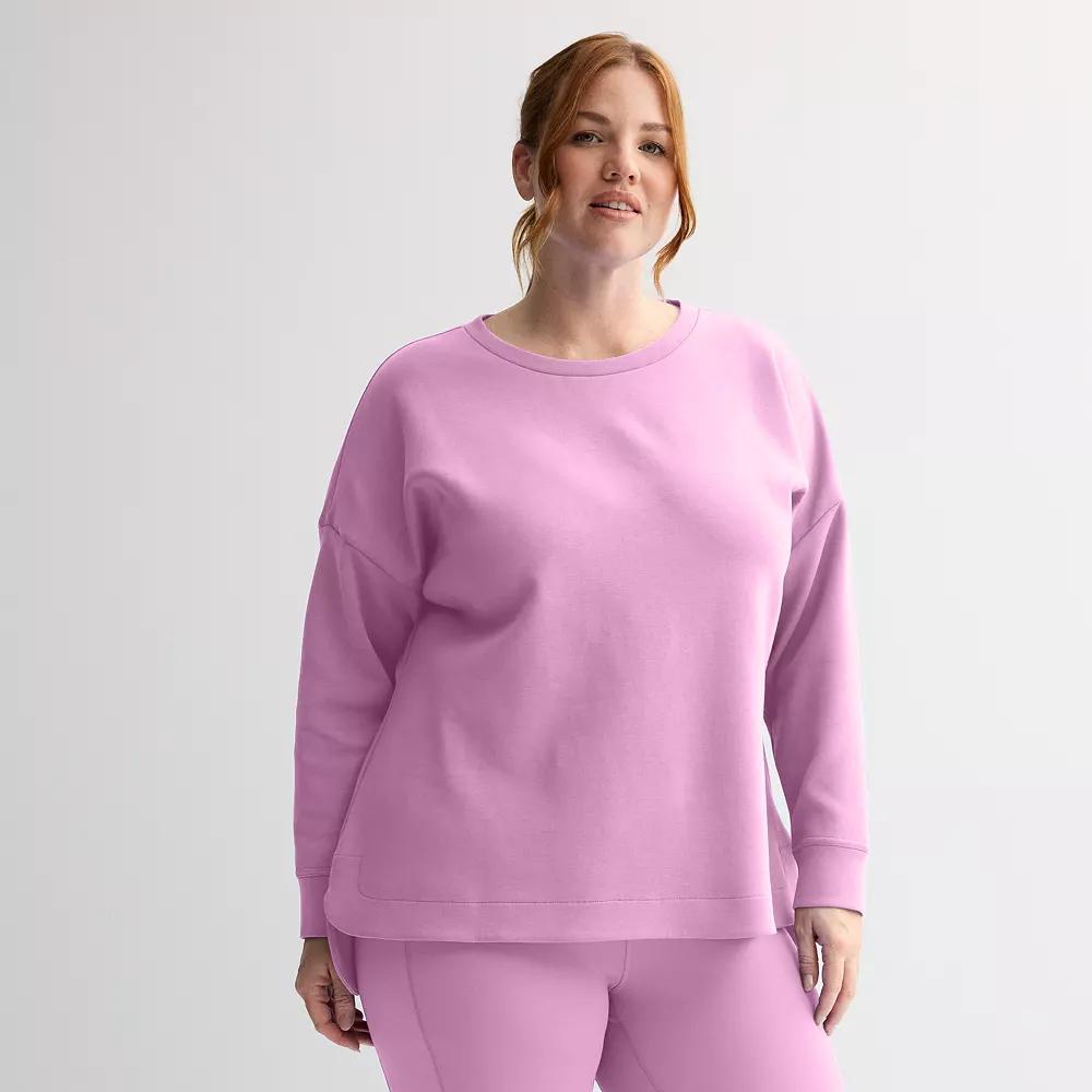 Plus Size Tek Gear Ultracomfort Crew Neck Top, Women's, Size: 4XL, Purple Macaroon Product Image