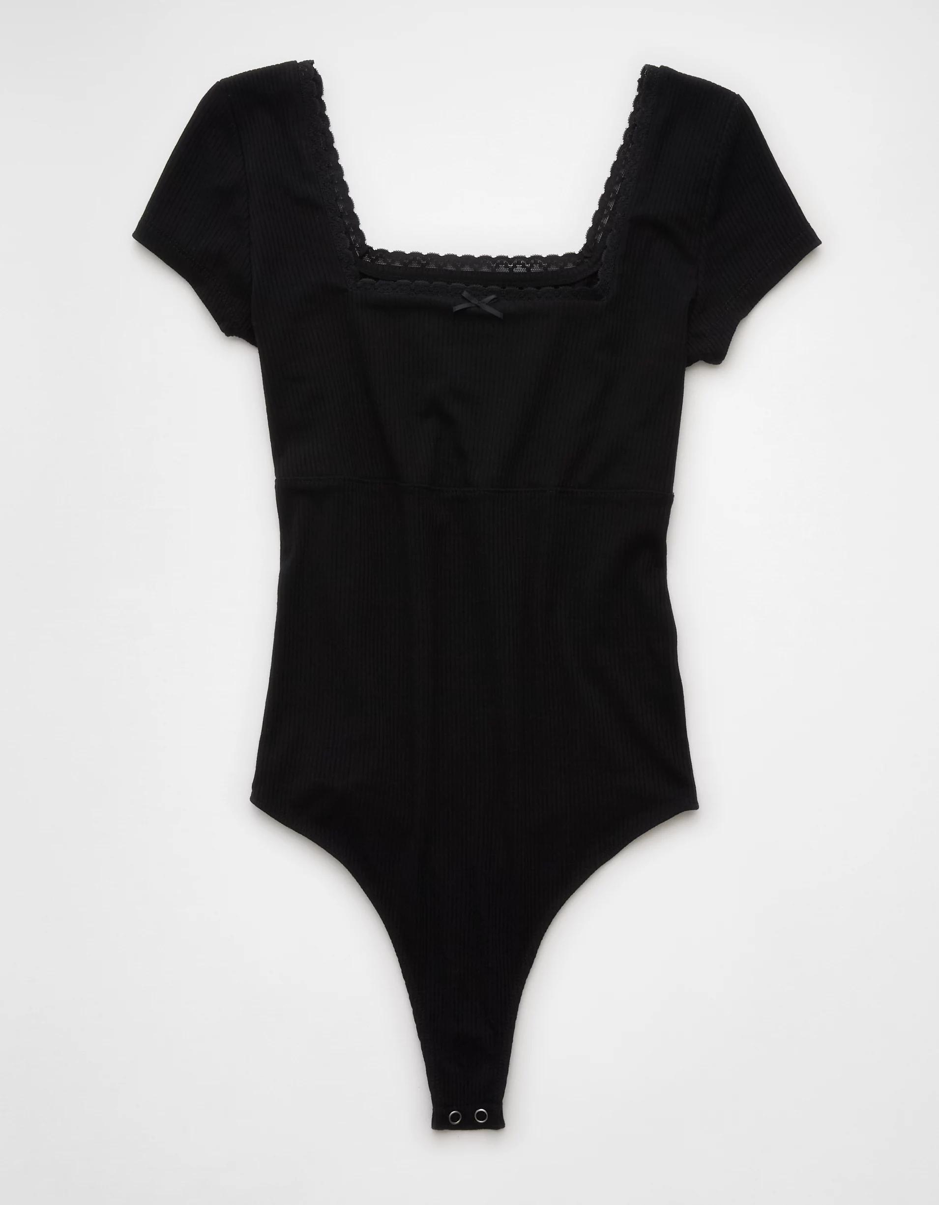 AE Short Sleeve Square Neck Bow Bodysuit Product Image