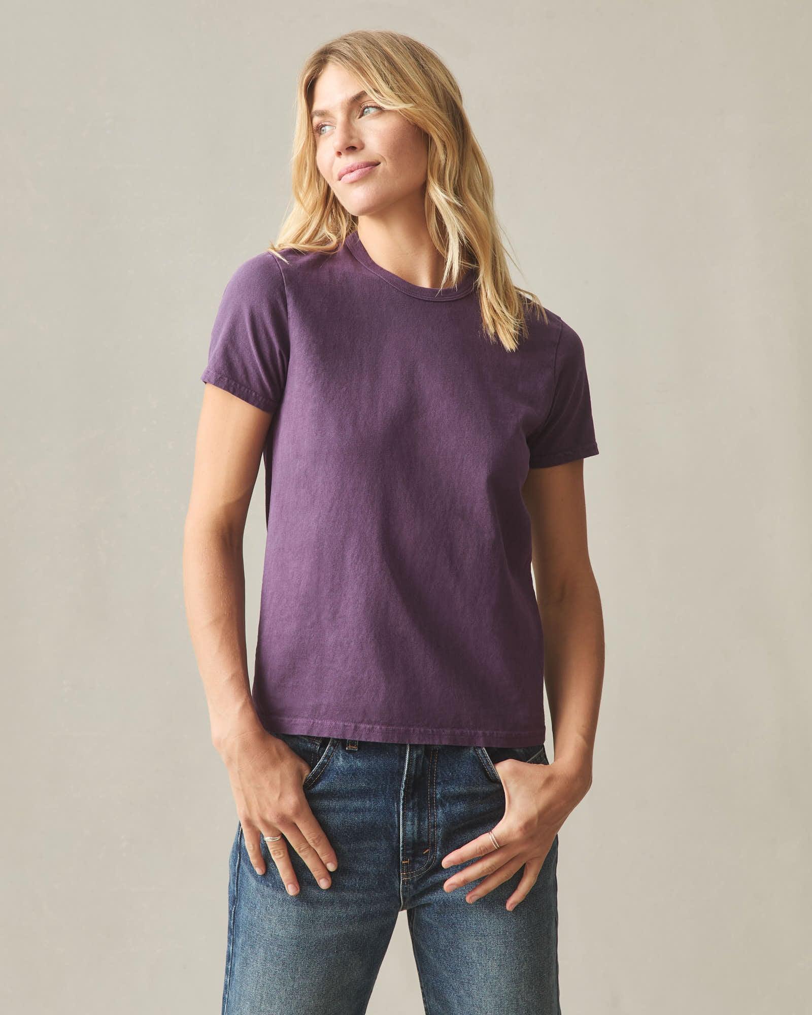Women's Vintage Crew Tee - Washed Deep Purple Product Image
