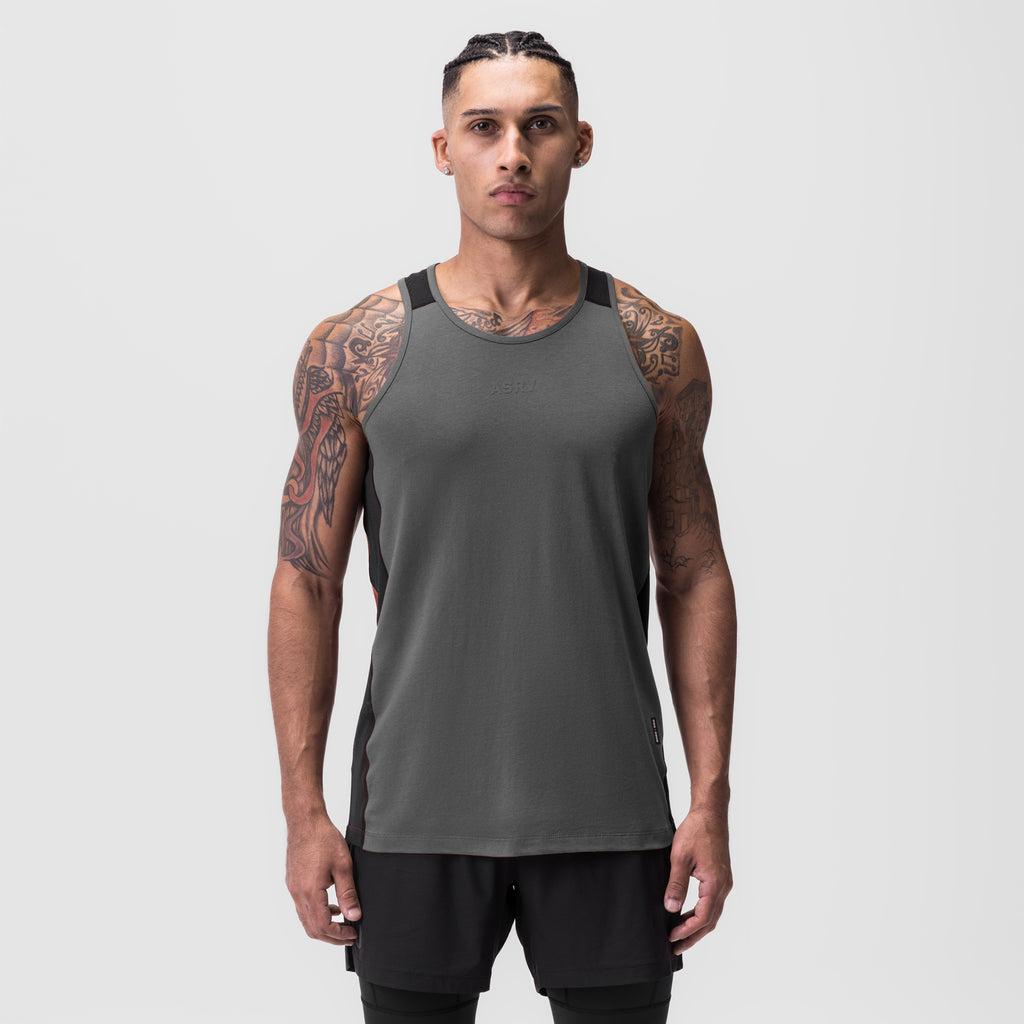 0809. Supima® Mesh Panel Training Singlet - Olive Product Image