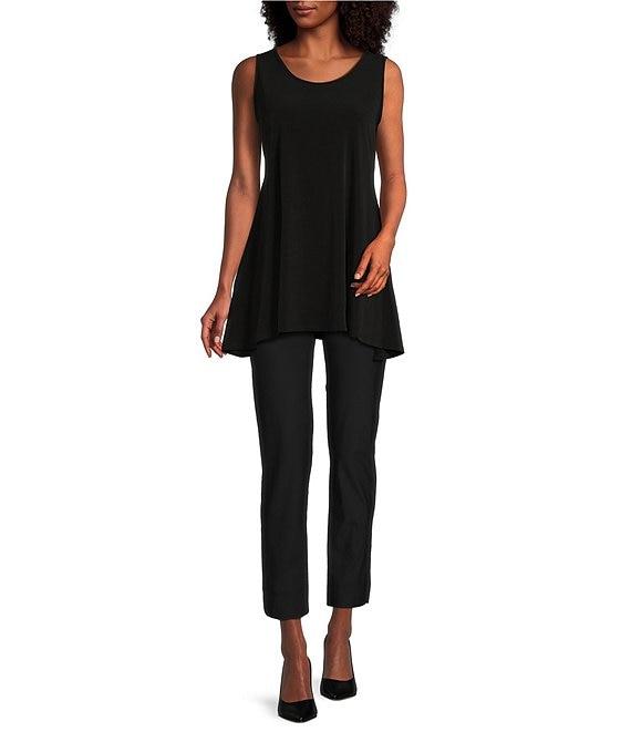 IC Collection Stretch Woven Slim Leg Slit Hem Ankle Pants Product Image