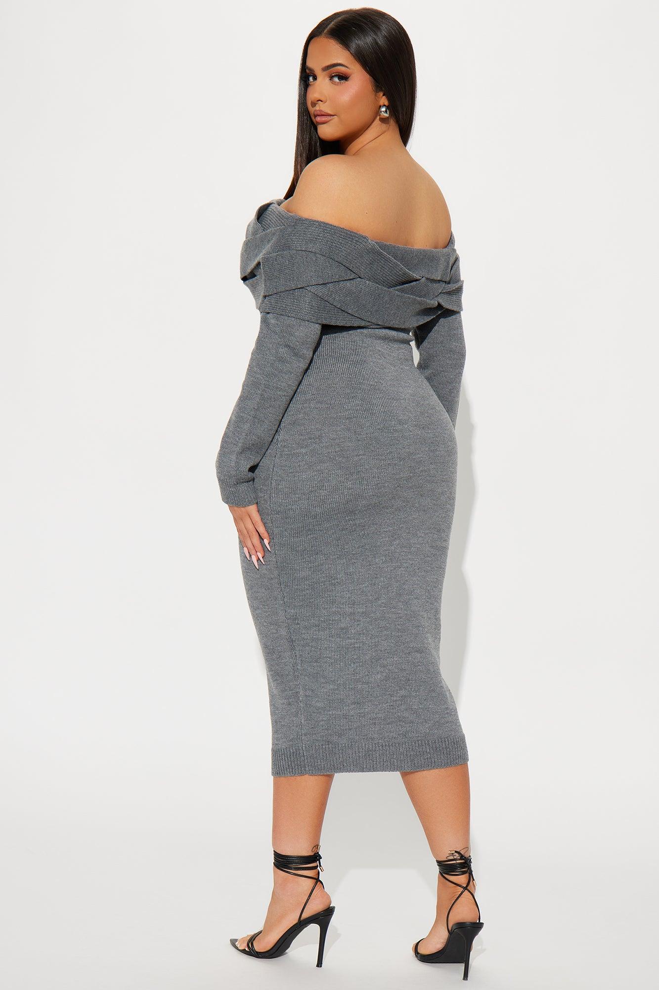 Vivien Sweater Midi Dress - Charcoal Product Image