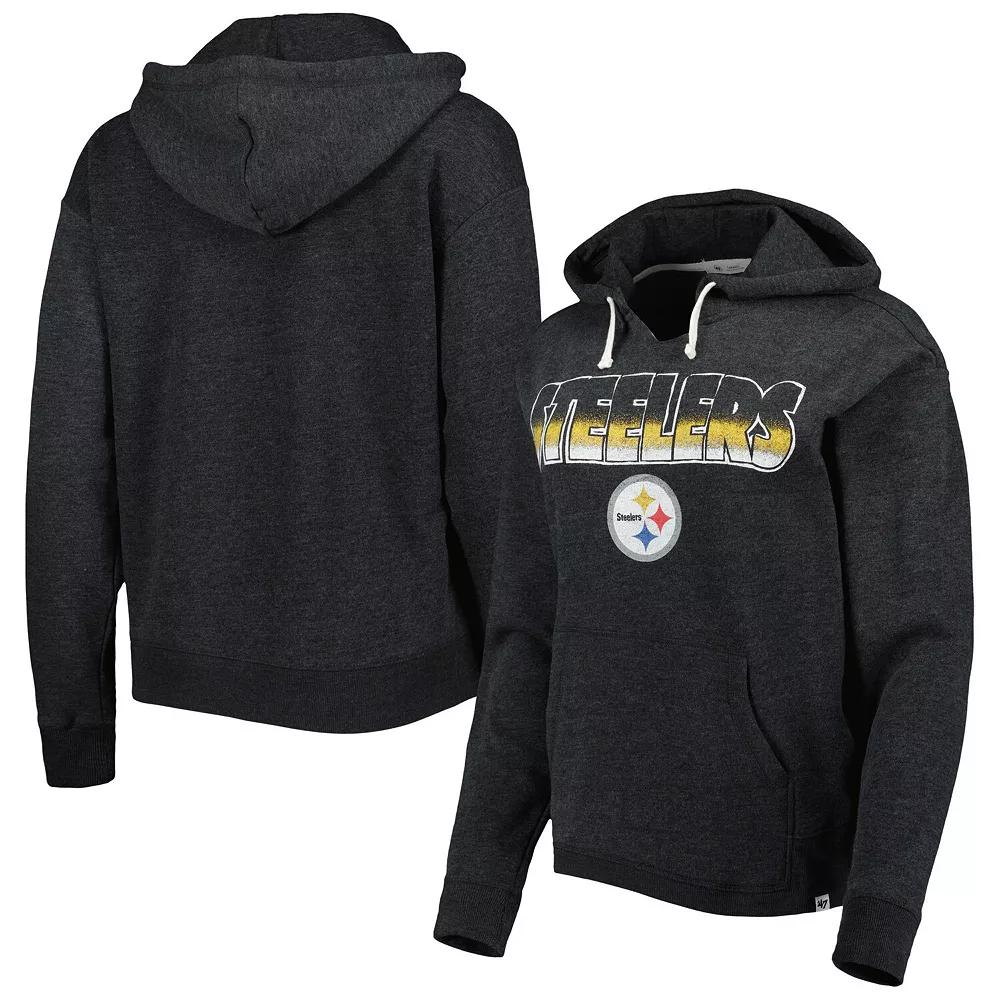 Women's '47 Black Pittsburgh Steelers Color Rise Kennedy Pullover Hoodie, Size: Small Product Image