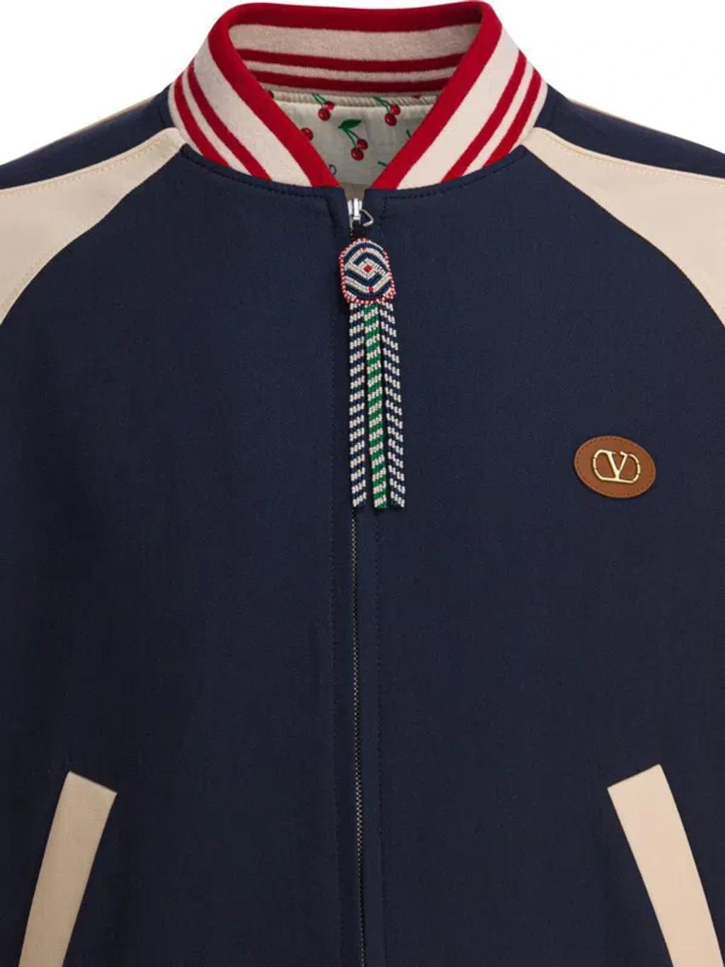 VALENTINO La Chat De La Maison Wool Bomber Jacket In Black Product Image