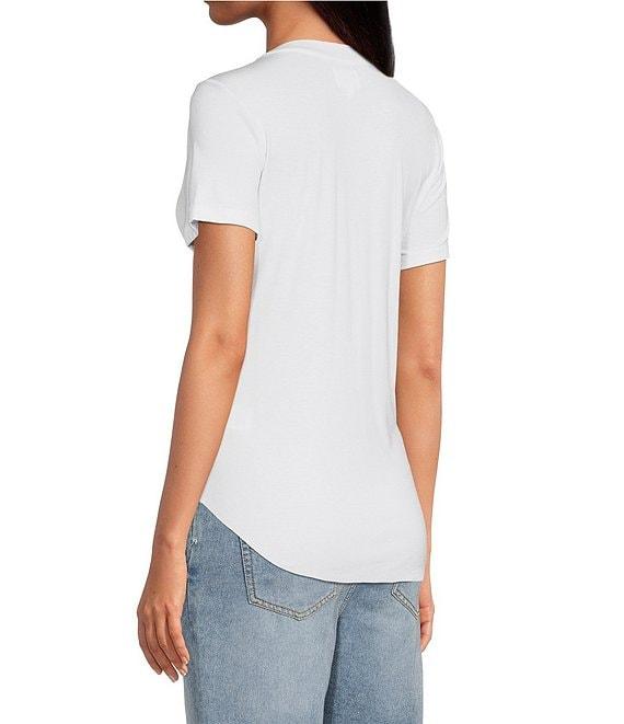 Every Crew Neck Ribbed Short Sleeve Shirttail Hem Tee Shirt Product Image