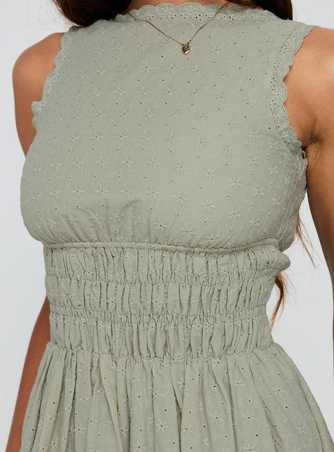 Vittoria Bubble Hem Mini Dress Sage Product Image