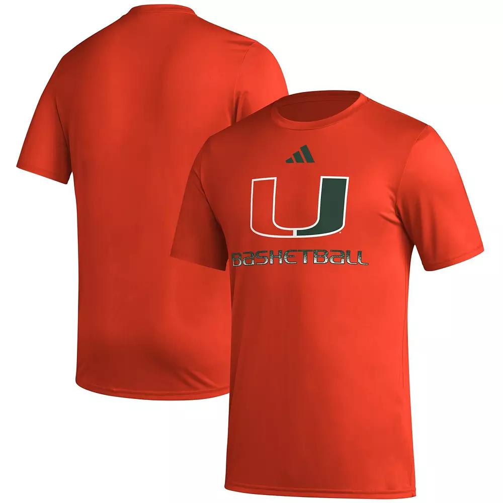 Men's adidas Orange Miami Hurricanes Fadeaway Basketball Pregame AEROREADY T-Shirt, Size: Large Product Image