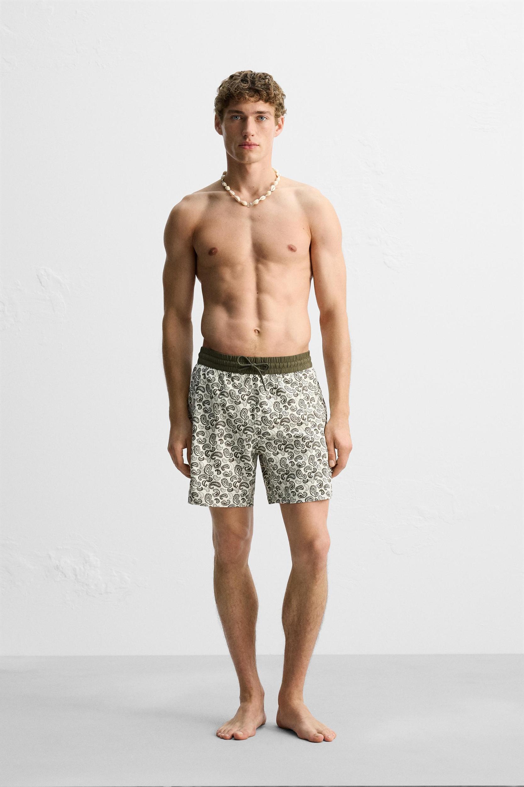 PAISLEY PRINT LONG SWIMMING TRUNKS Product Image