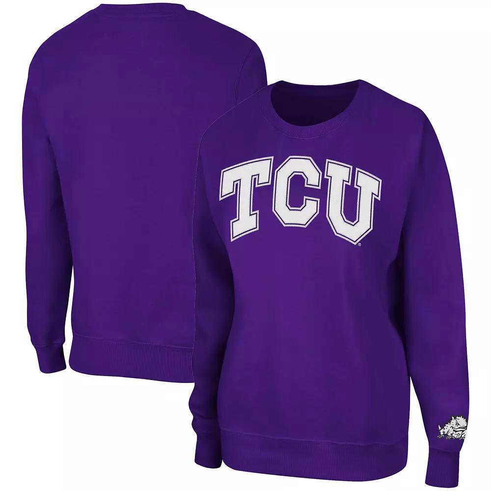 Women's Colosseum Purple TCU Horned Frogs Campanile Pullover Sweatshirt,  Product Image