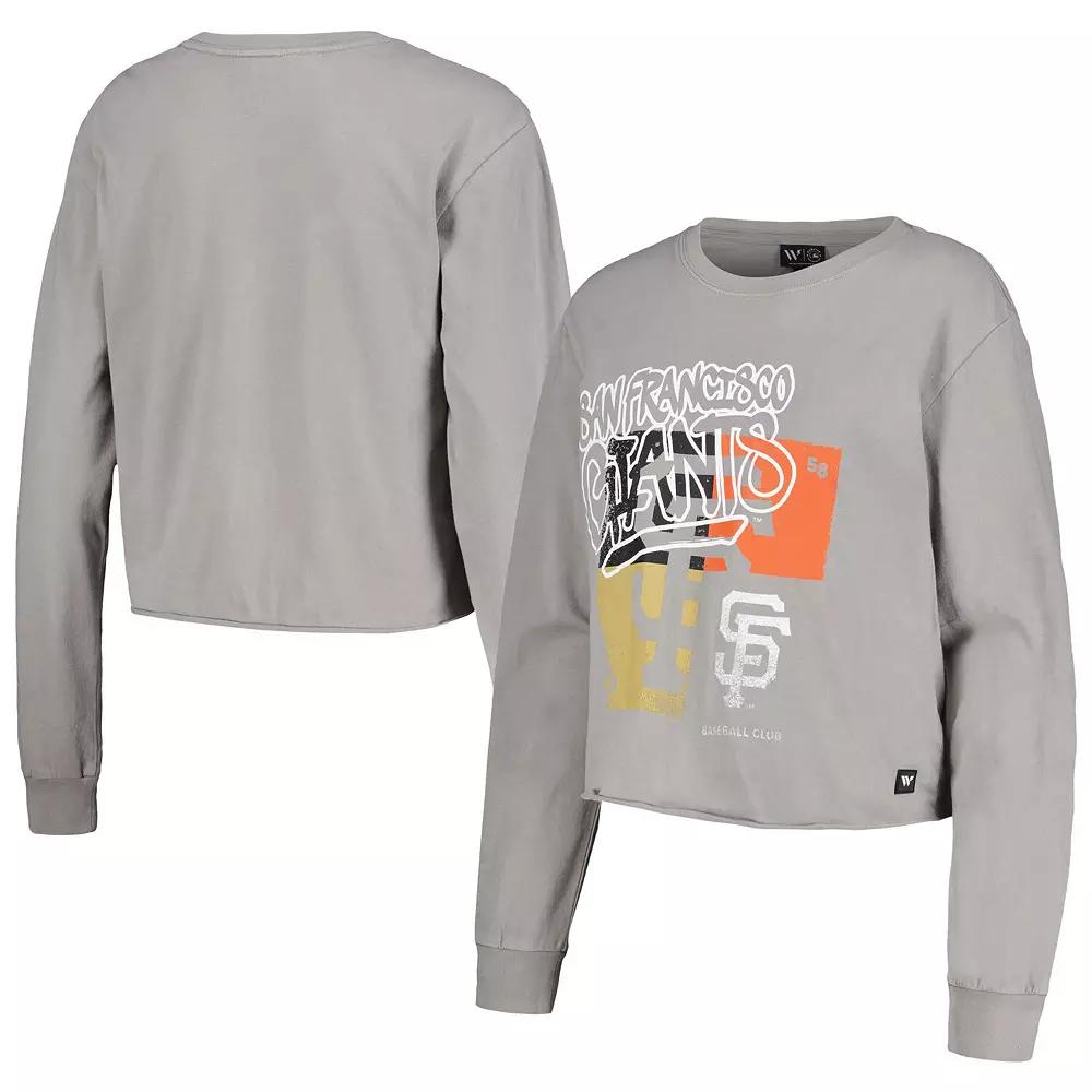 Women's The Wild Collective Gray San Francisco Giants Cropped Long Sleeve T-Shirt, Size: Small, Grey Product Image