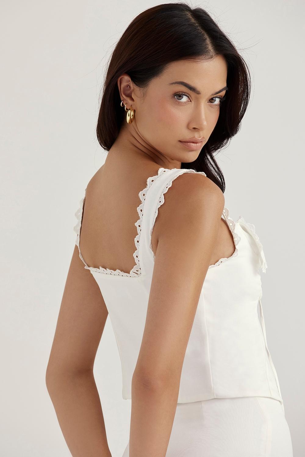 Mallie  white linen a-line mini skirt Product Image