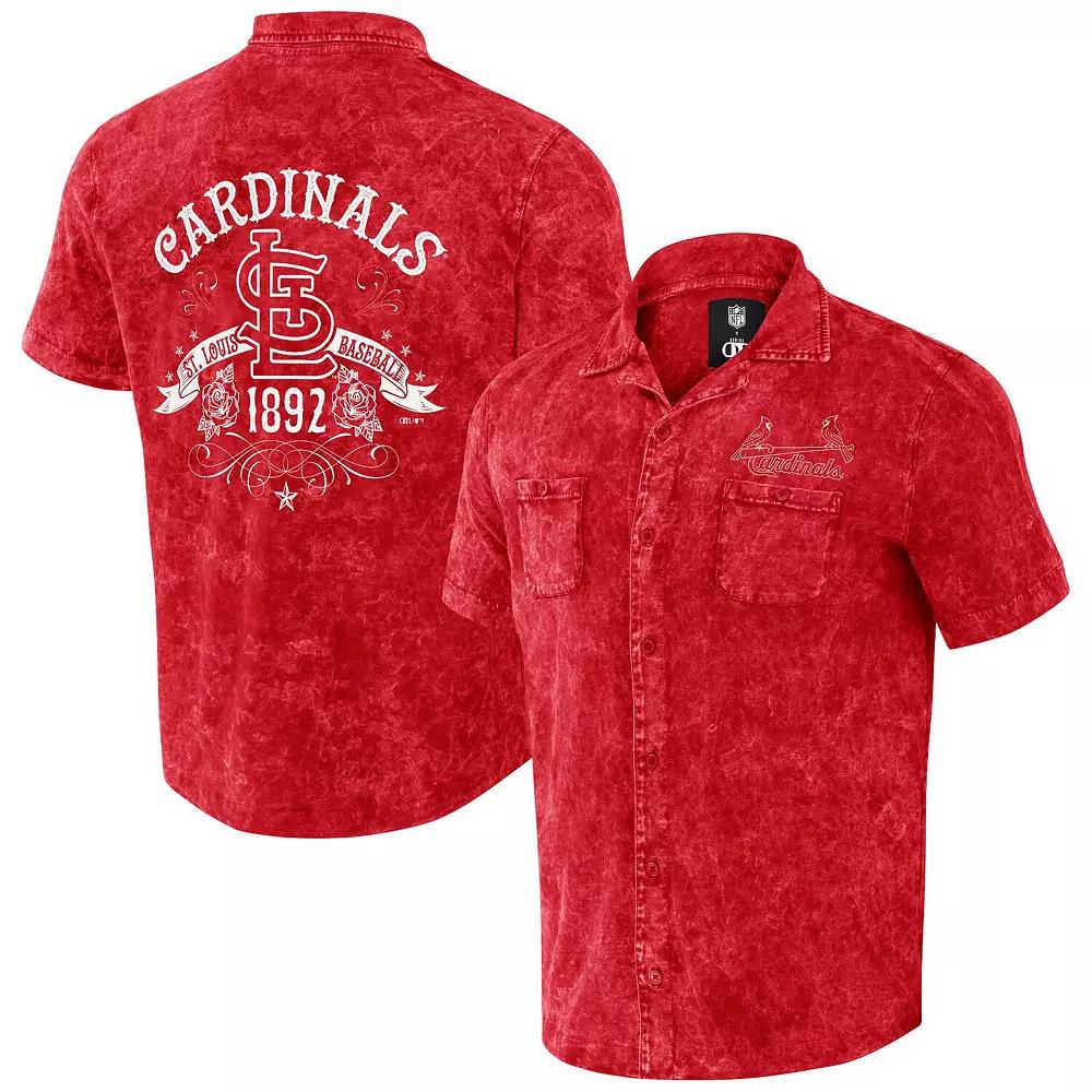 Men's Darius Rucker Collection by Fanatics Red St. Louis Cardinals Denim Team Color Button-Up Shirt,  Product Image