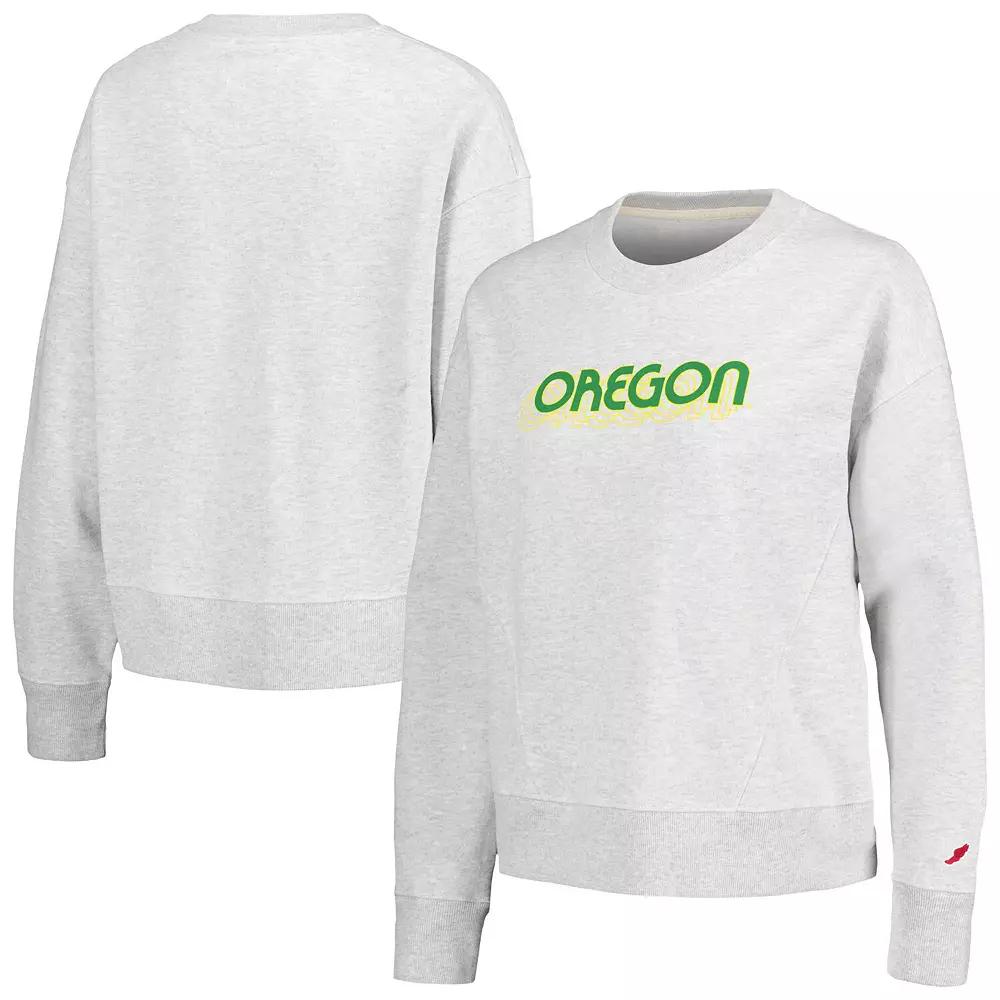 Women's League Collegiate Wear Ash Oregon Ducks Boxy Pullover Sweatshirt,  Product Image