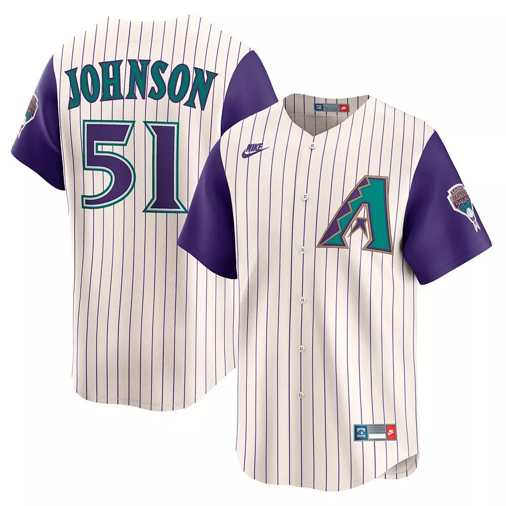 Men's Nike Randy Johnson Cream Arizona Diamondbacks Throwback Cooperstown Collection Limited Jersey, Size: 3XL, Beige Product Image
