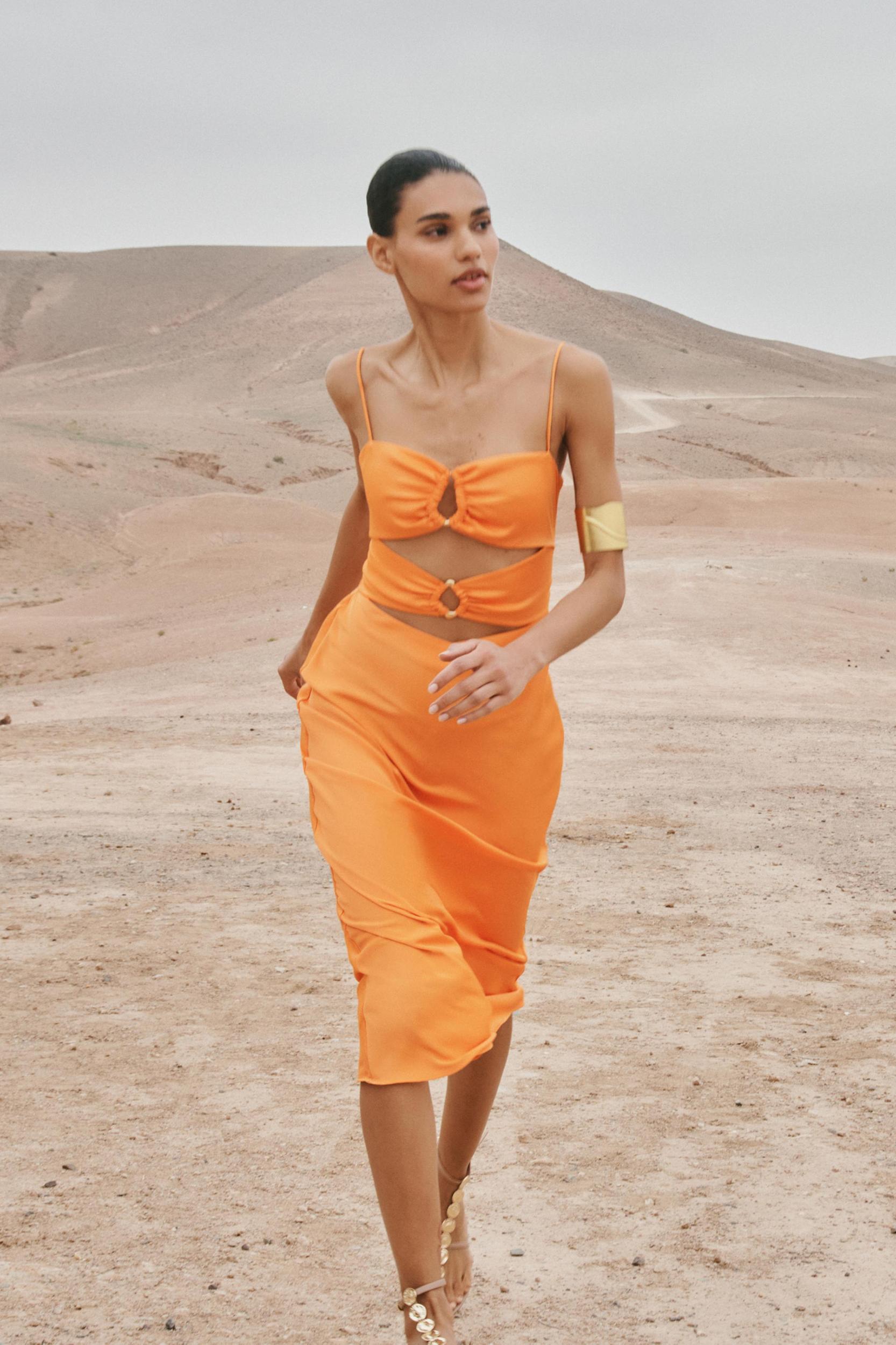 SATIN CUT OUT MIDI DRESS Product Image