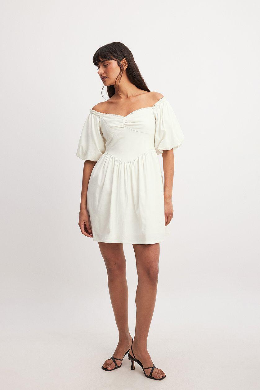 Puff Sleeve Off Shoulder Mini Dress Product Image
