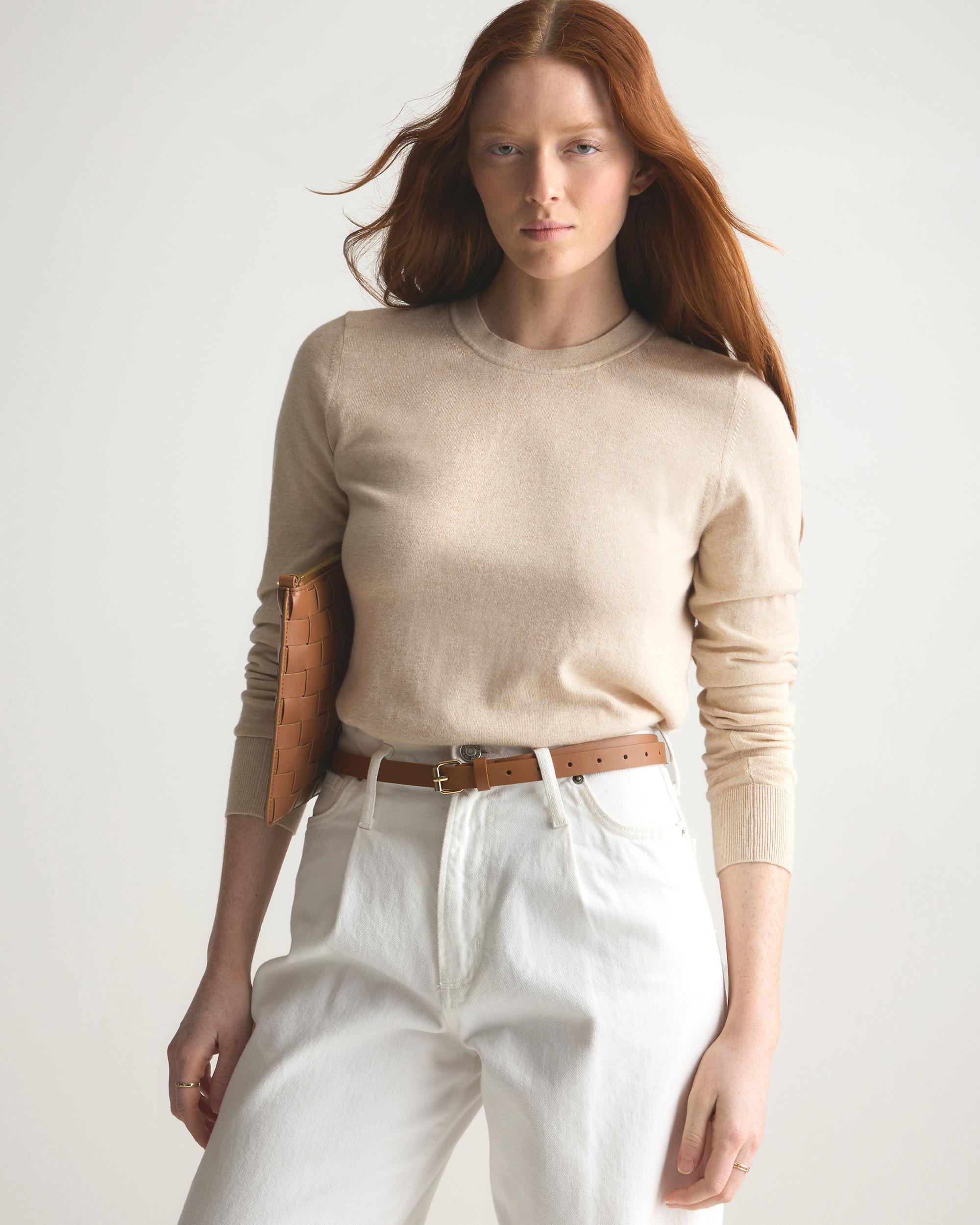Quince | Women's Lightweight Cotton Cashmere Crew Sweater Organic Cotton Product Image