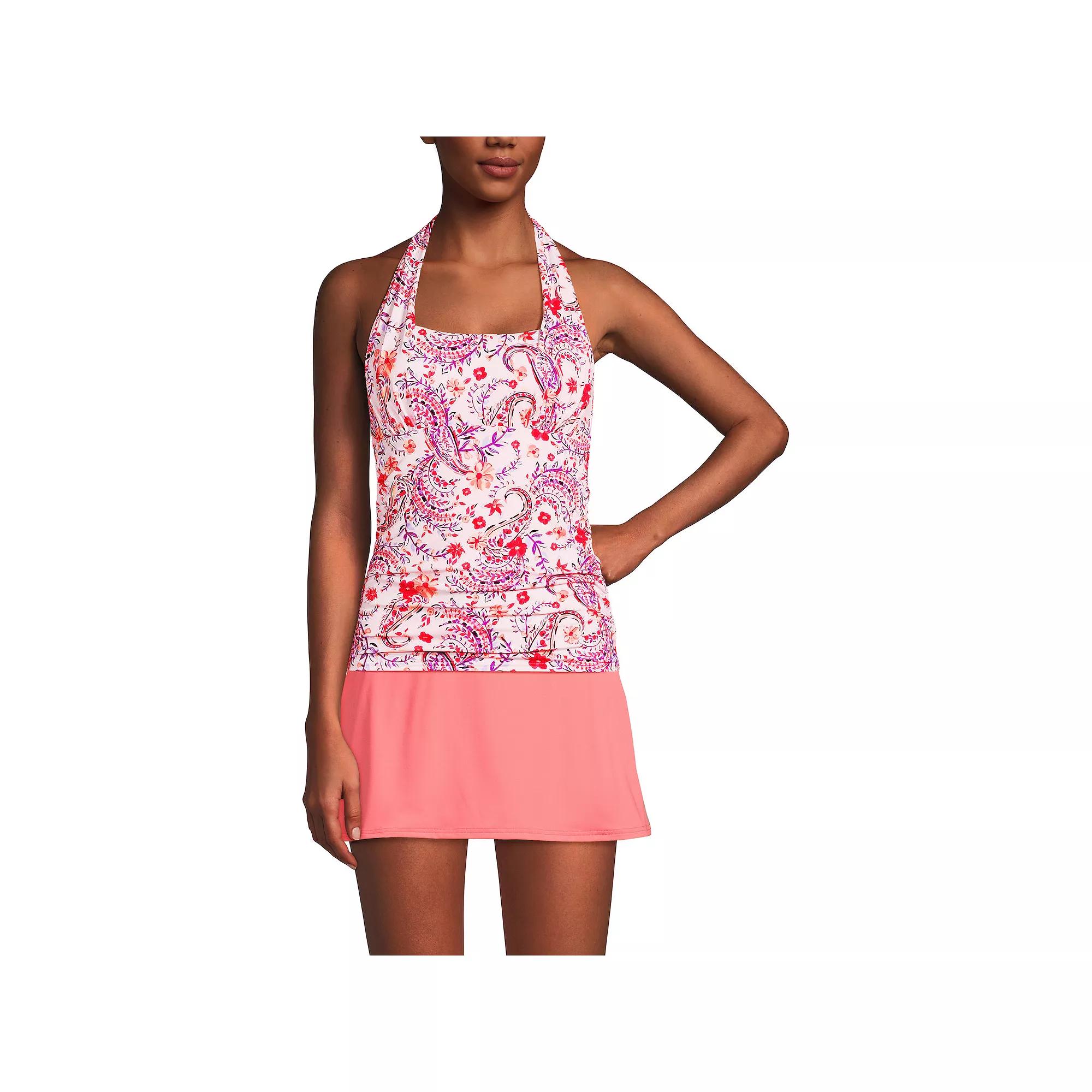 Women's Lands' End D-Cup UPF 50 Squareneck Halter Tankini Swim Top, Size: 10D, Lily Floral Paisley Product Image