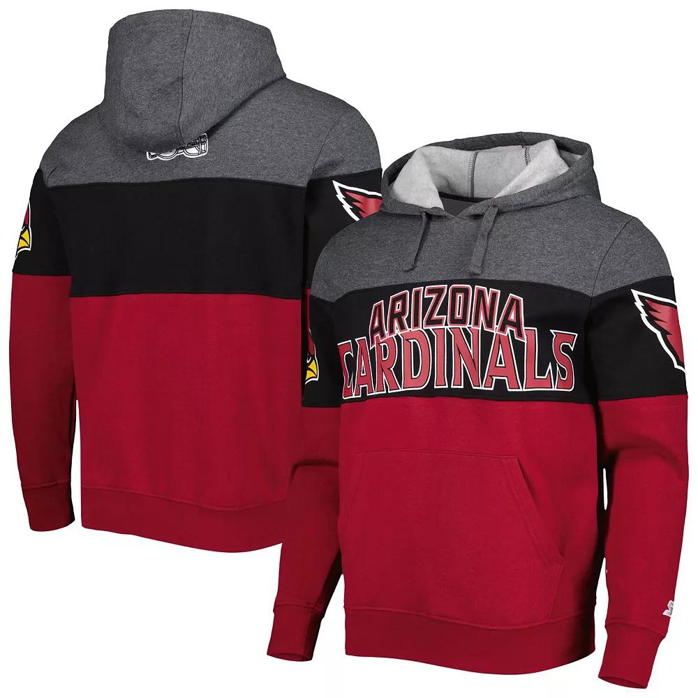 Men's Starter Heather Charcoal/Cardinal Arizona Cardinals Extreme Pullover Hoodie, Size: Medium, Grey Product Image