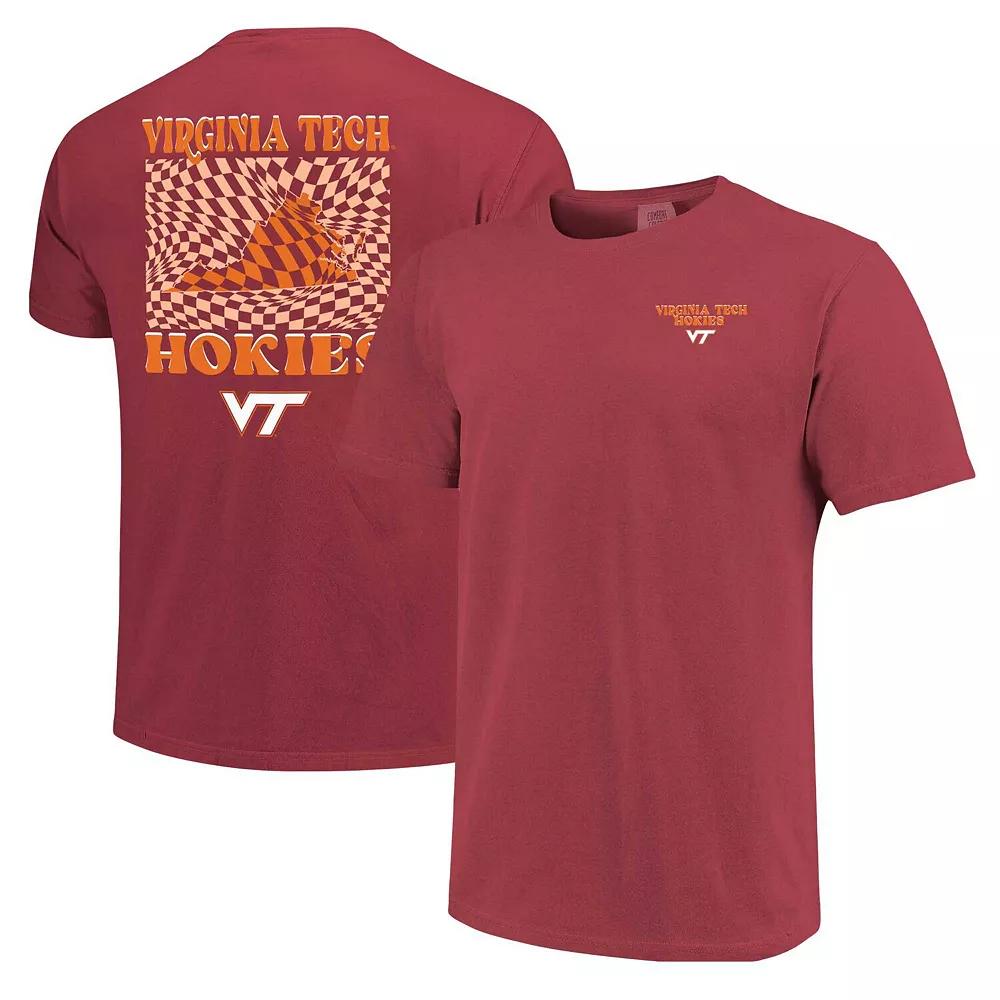 Women's Maroon Virginia Tech Hokies Comfort Colors Checkered Mascot T-Shirt, Size: Small Product Image