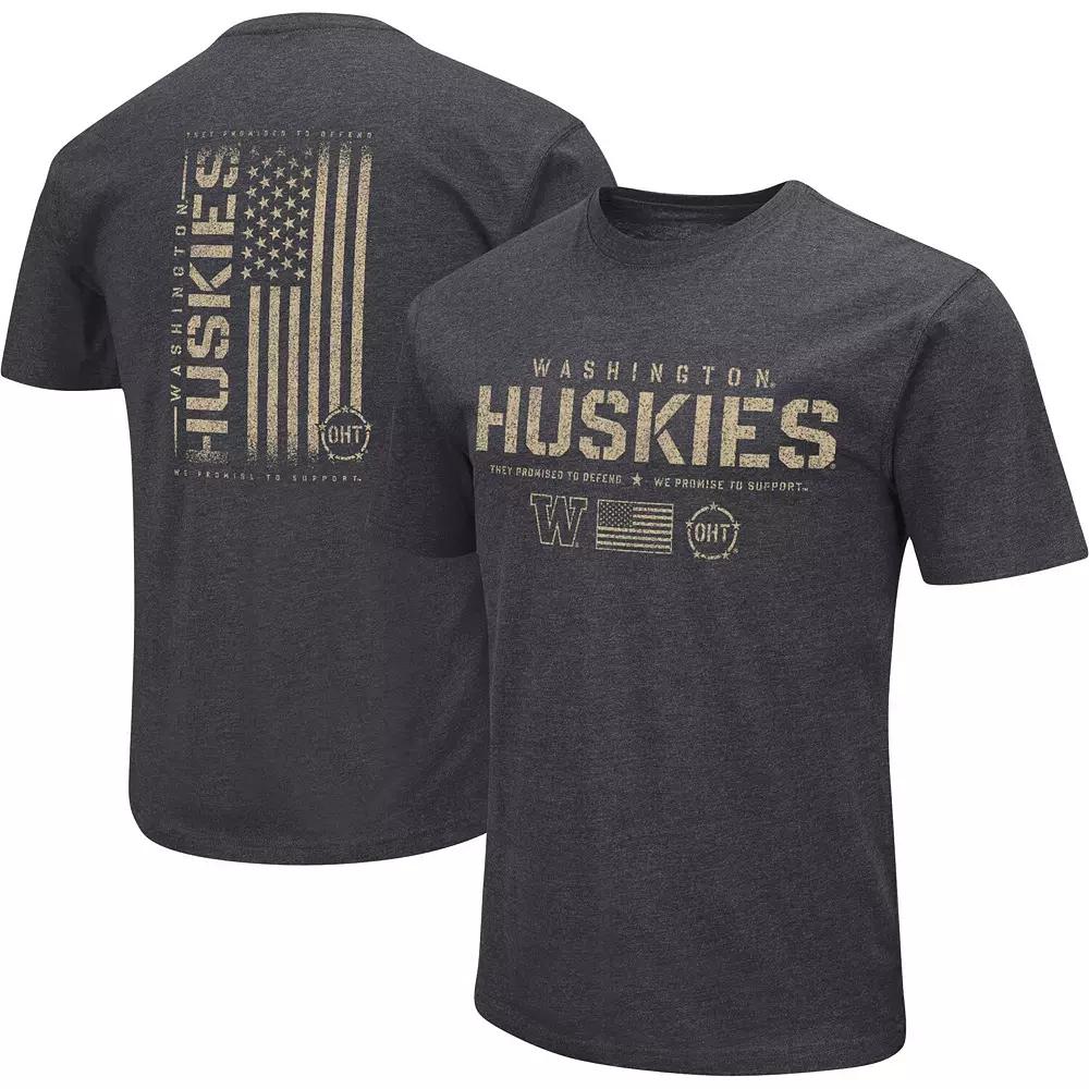 Men's Colosseum Heather Black Washington Huskies Big & Tall OHT Military Appreciation Playbook T-Shirt,  Product Image