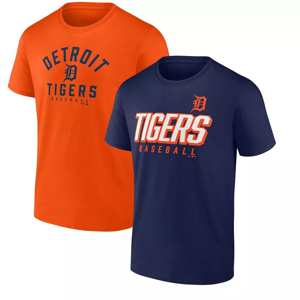 Men's Fanatics Branded Orange/Navy Detroit Tigers Player Pack T-Shirt Combo Set, Size: Small Product Image