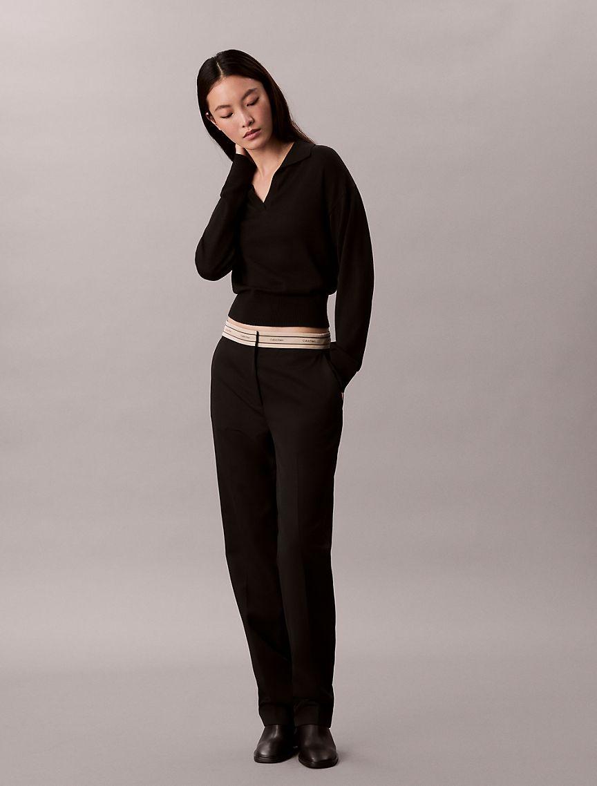 Merino Wool Blend Relaxed Polo Sweater Product Image