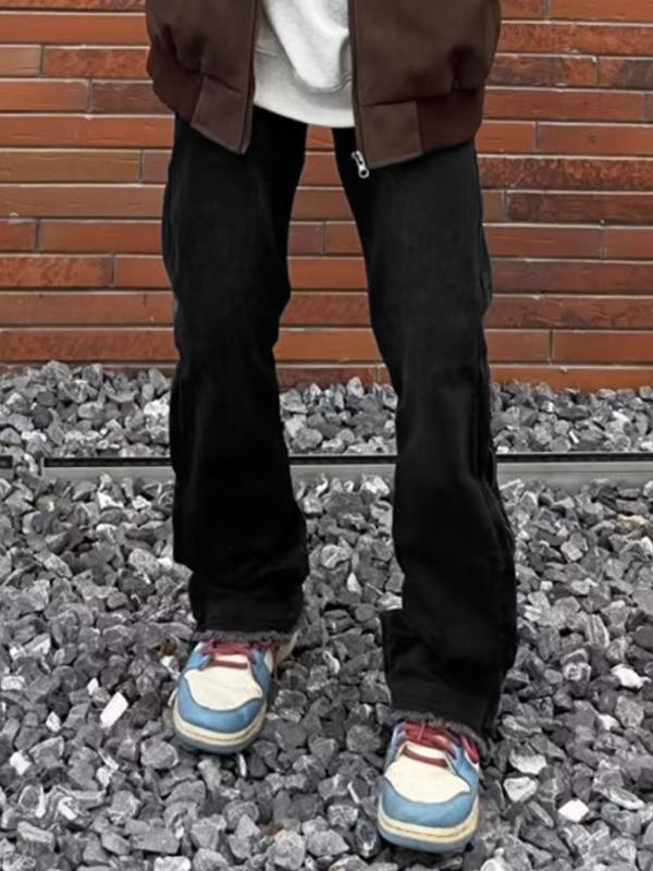 Men's Vintage Side Zip Up Loose Jeans Product Image